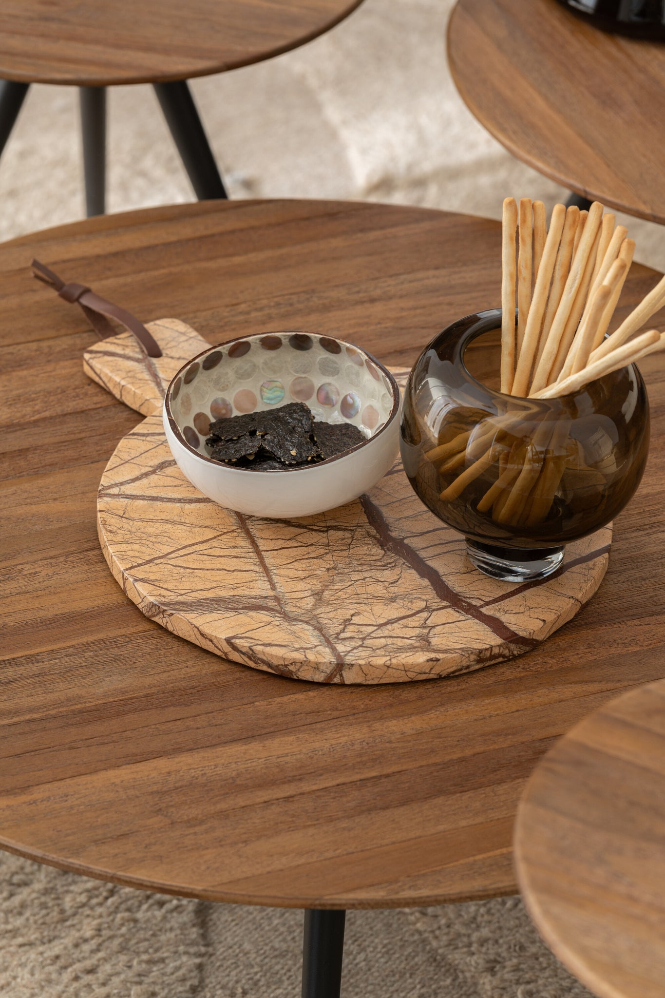 Cutting Board Oni Round Marble Brown/Ochre