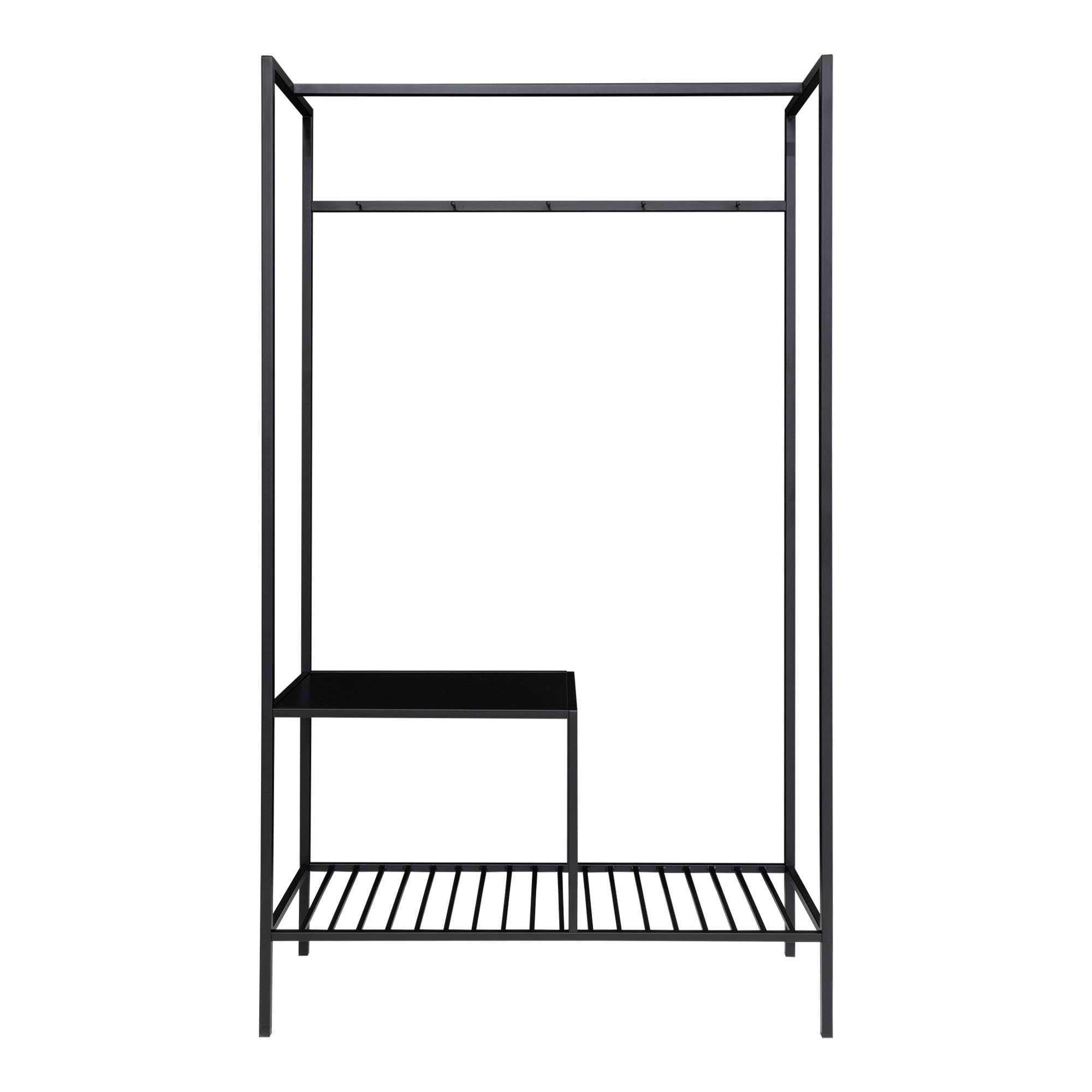 Vita Wardrobe - Wardrobe, 2 shelves, black, black frame 101x38x170 cm