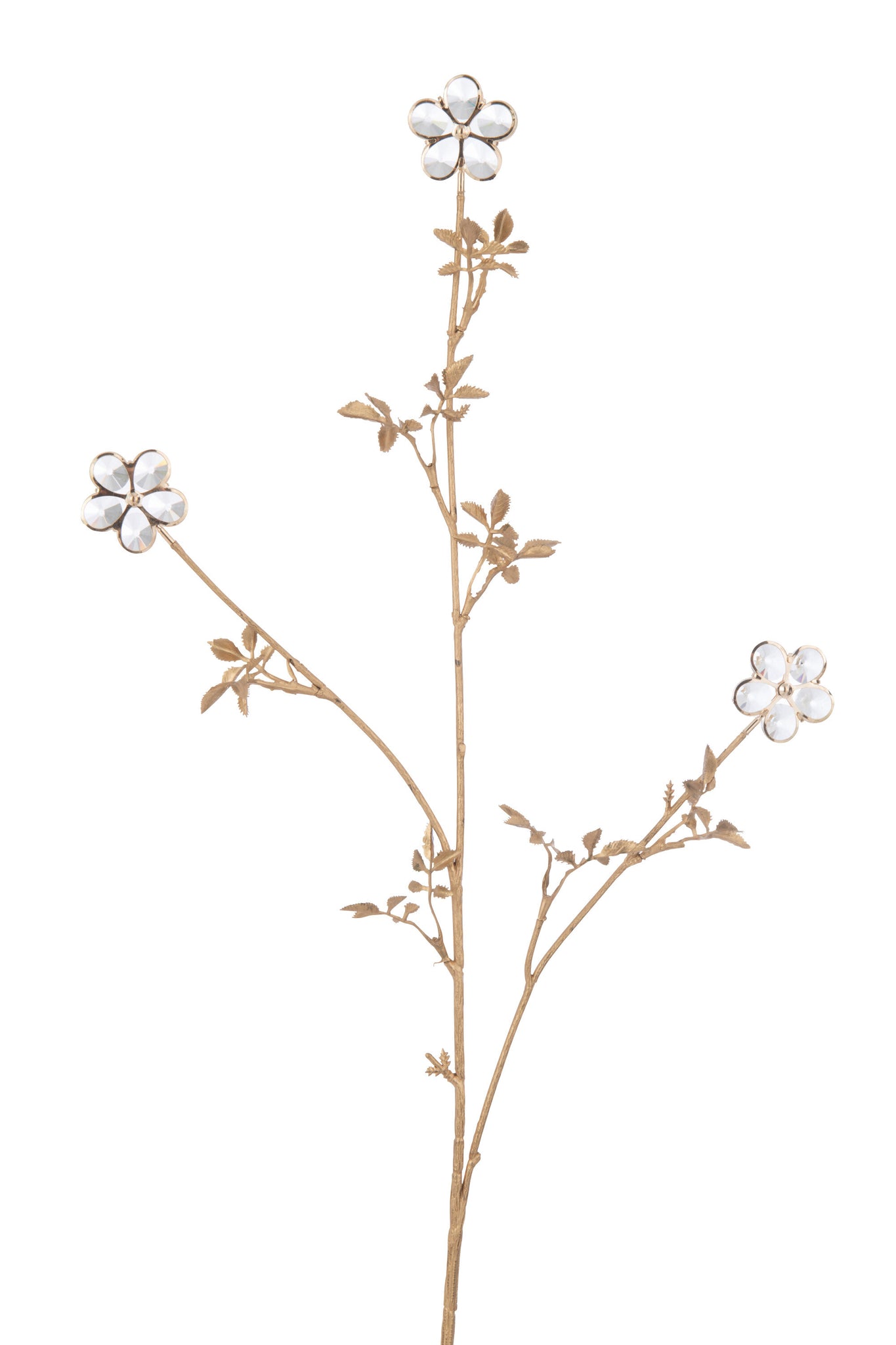Branch Crystal Flowers Plastic Gold Large