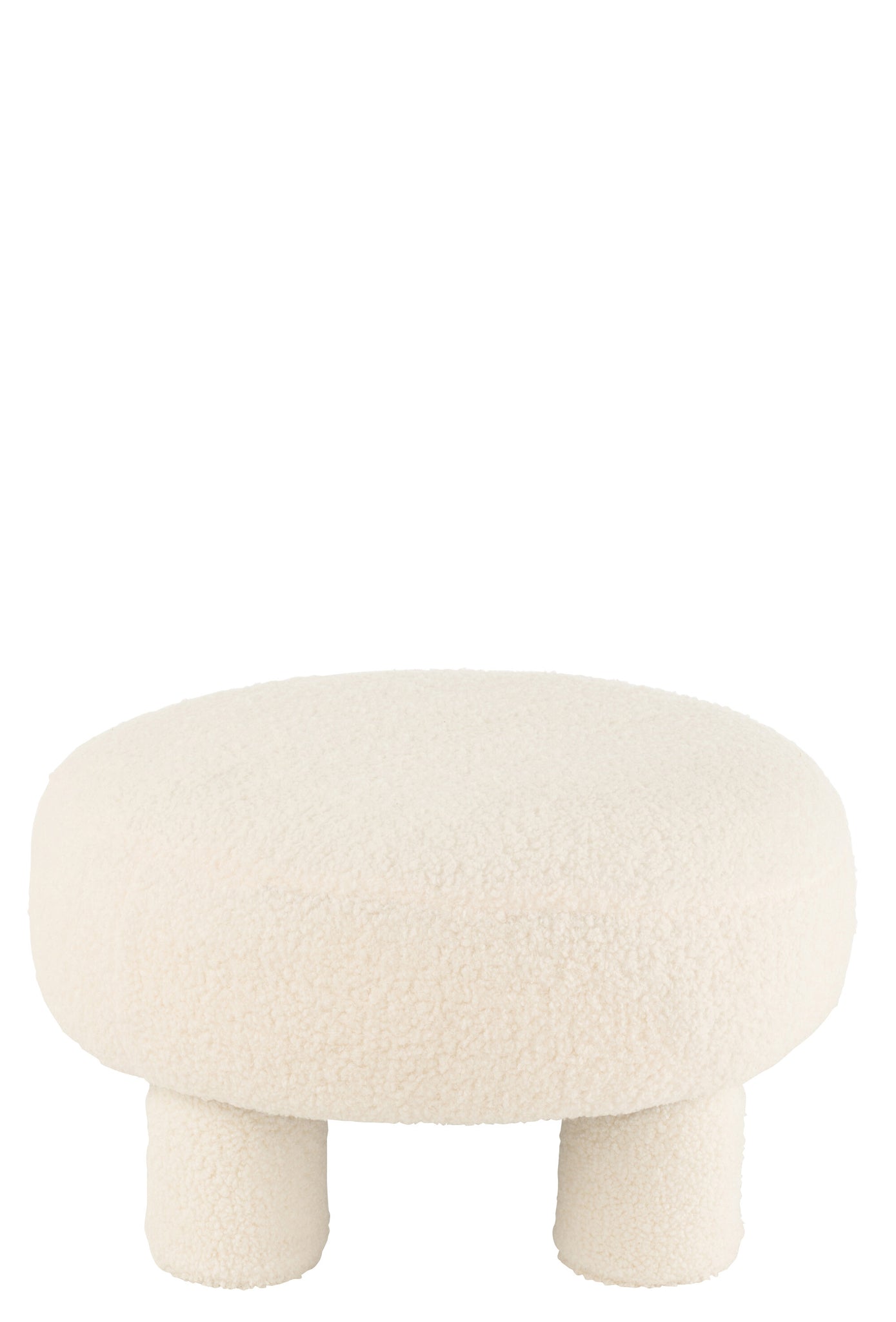 Stool Round Teddy Legs Bouclé White