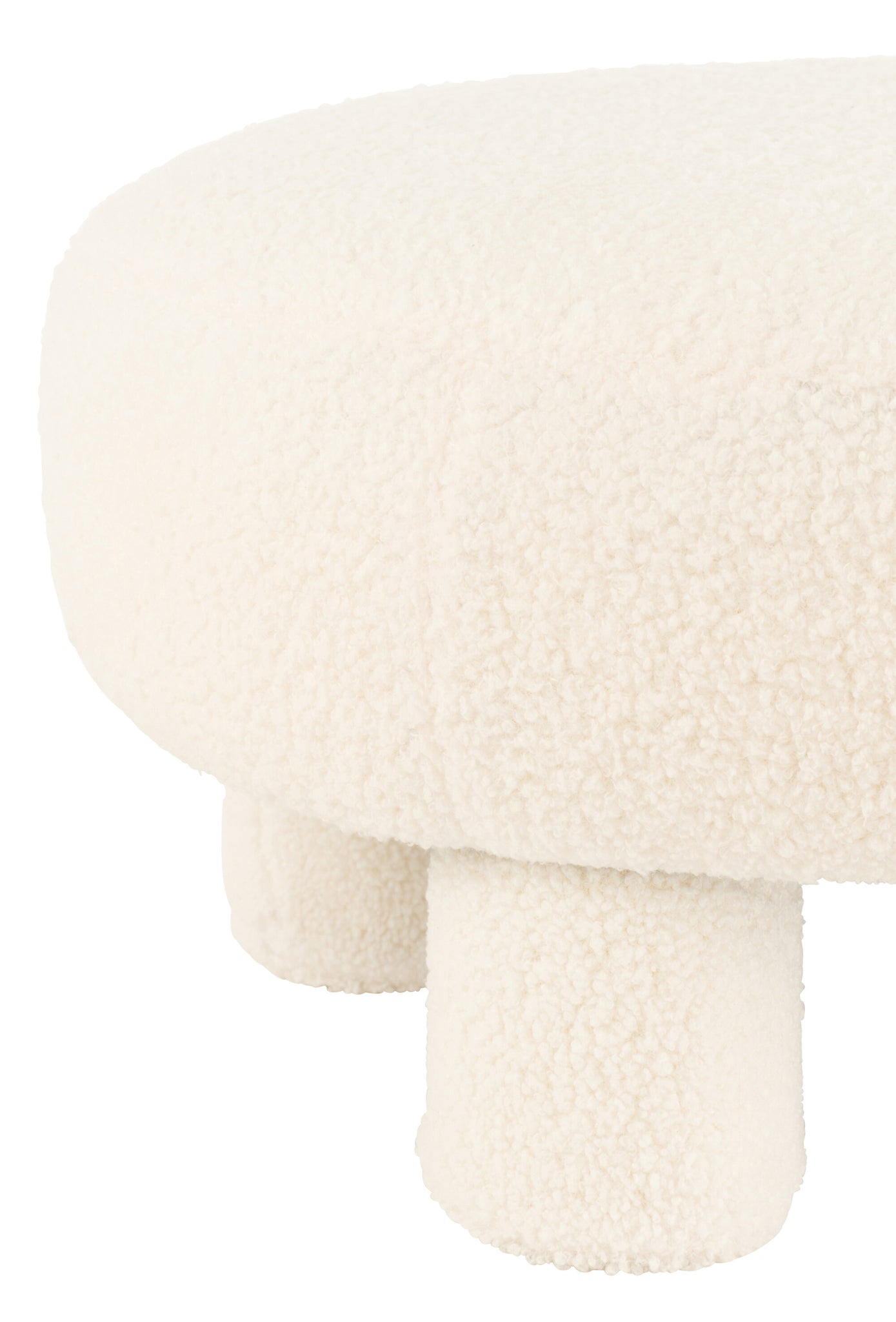 Stool Round Teddy Legs Bouclé White