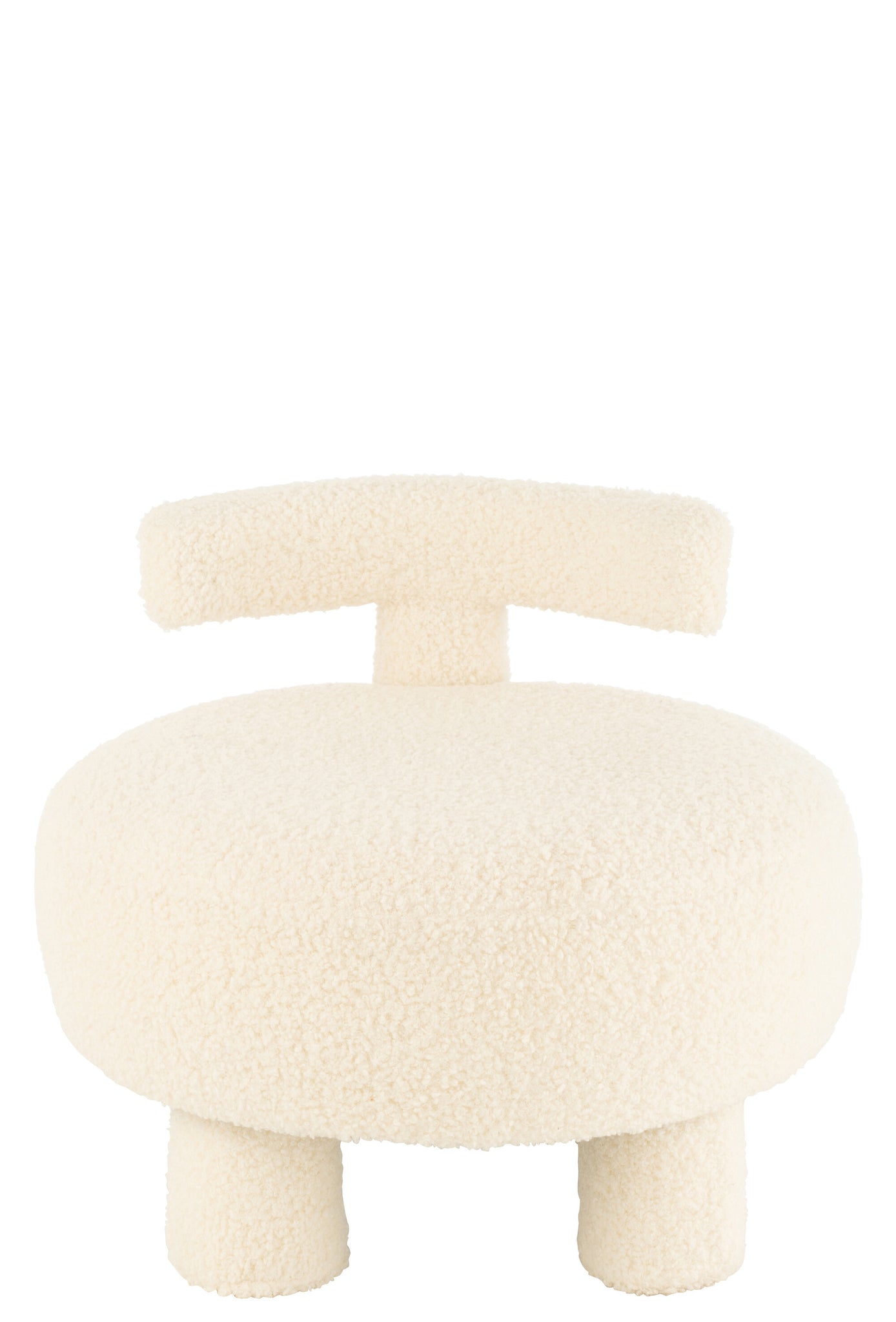 Stool Round With Chairback Bouclé White