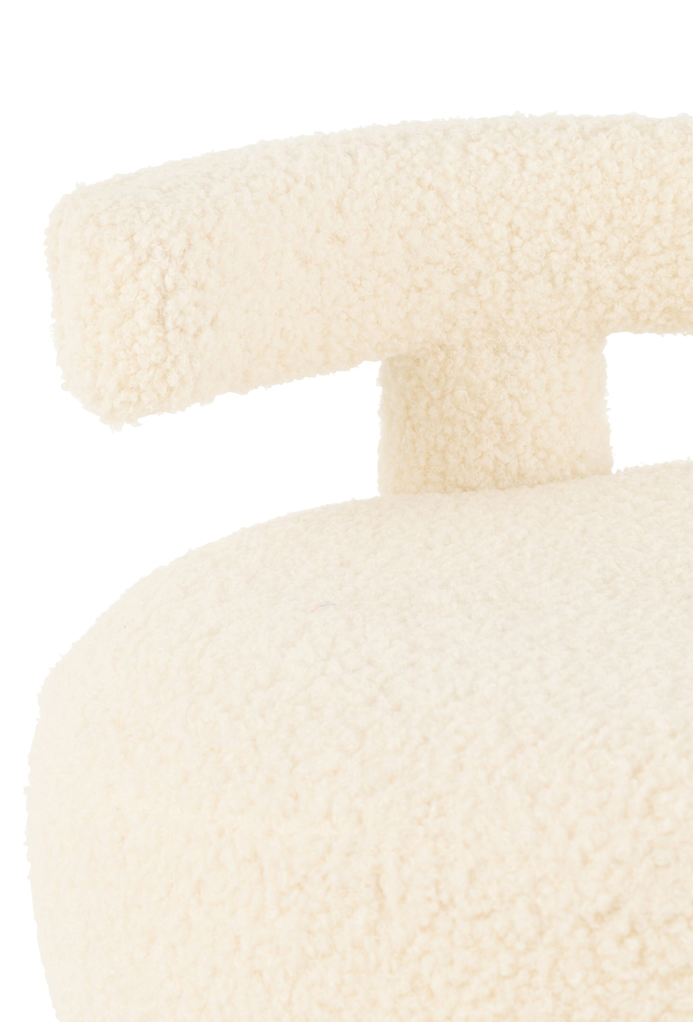 Stool Round With Chairback Bouclé White