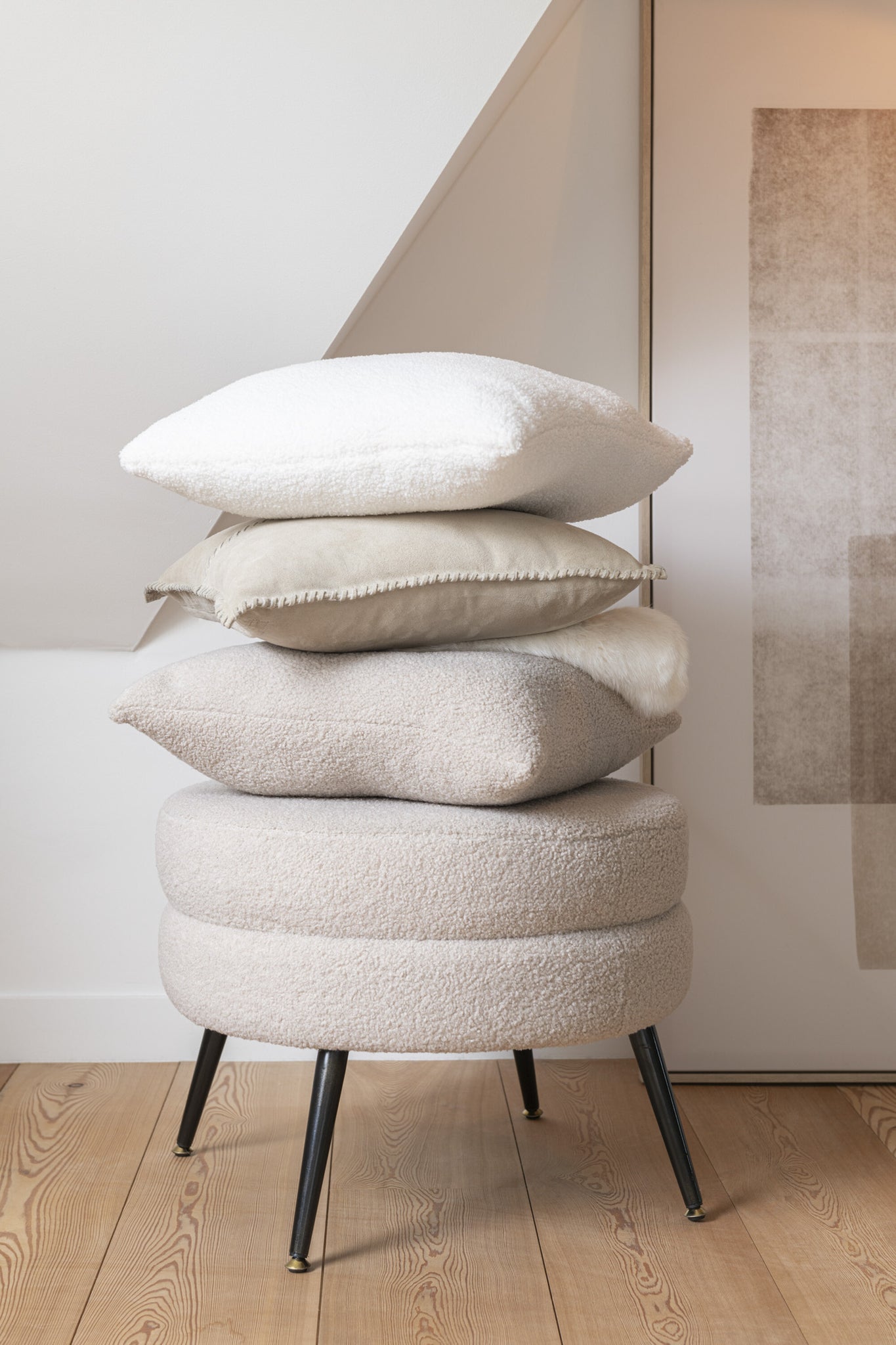 Cushion Teddy Bouclé Warm Beige