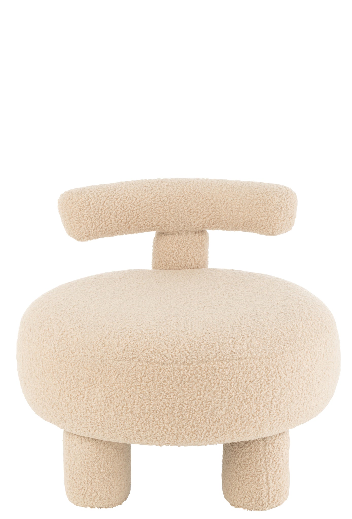 Stool Round With Chairback Bouclé Warm Beige