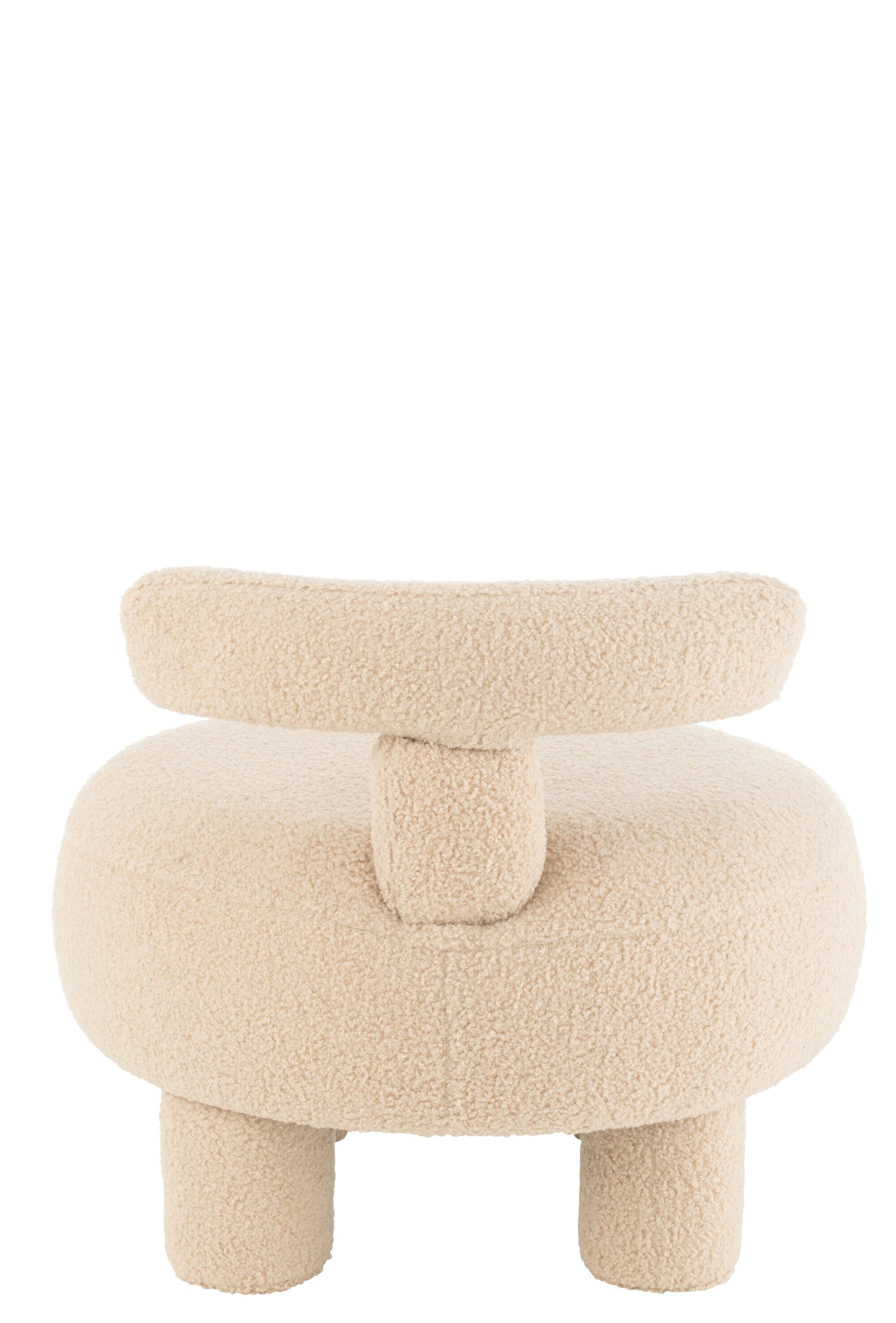 Stool Round With Chairback Bouclé Warm Beige
