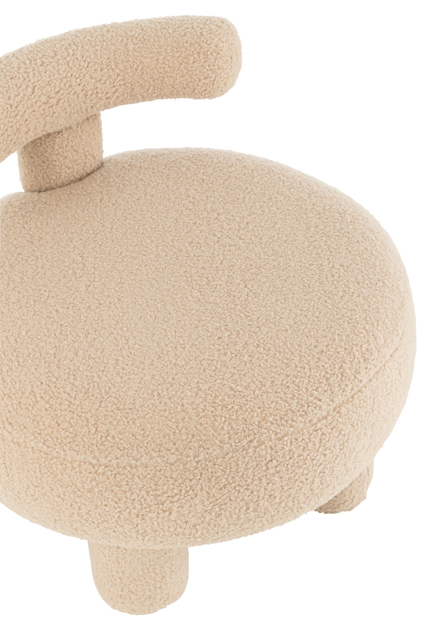 Stool Round With Chairback Bouclé Warm Beige