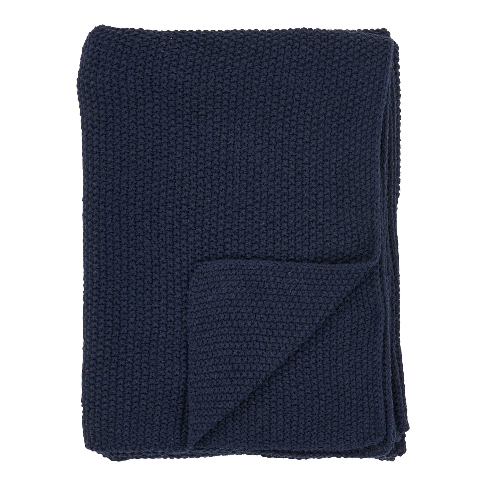 Santos plaid van gerecycled katoen in donkerblauw 130 x 170 cm