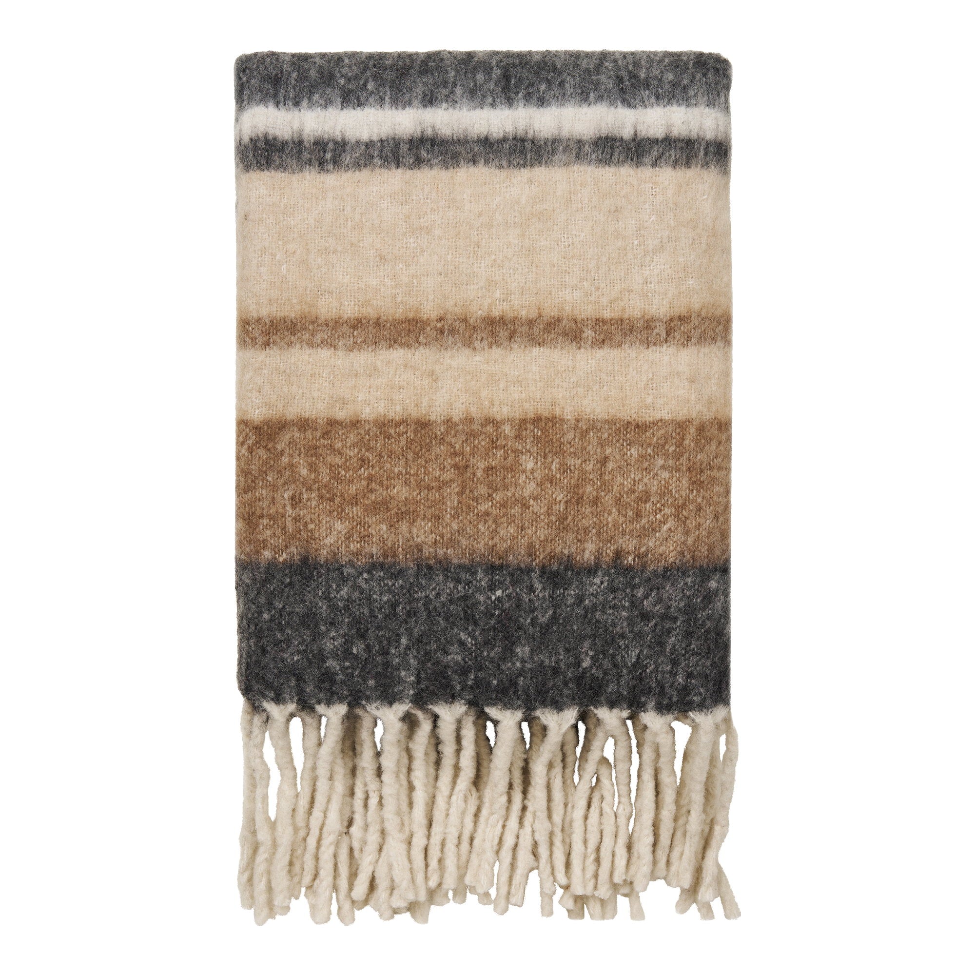 Carmel plaid van wolmix in zwart en bruin 130 x 170 cm
