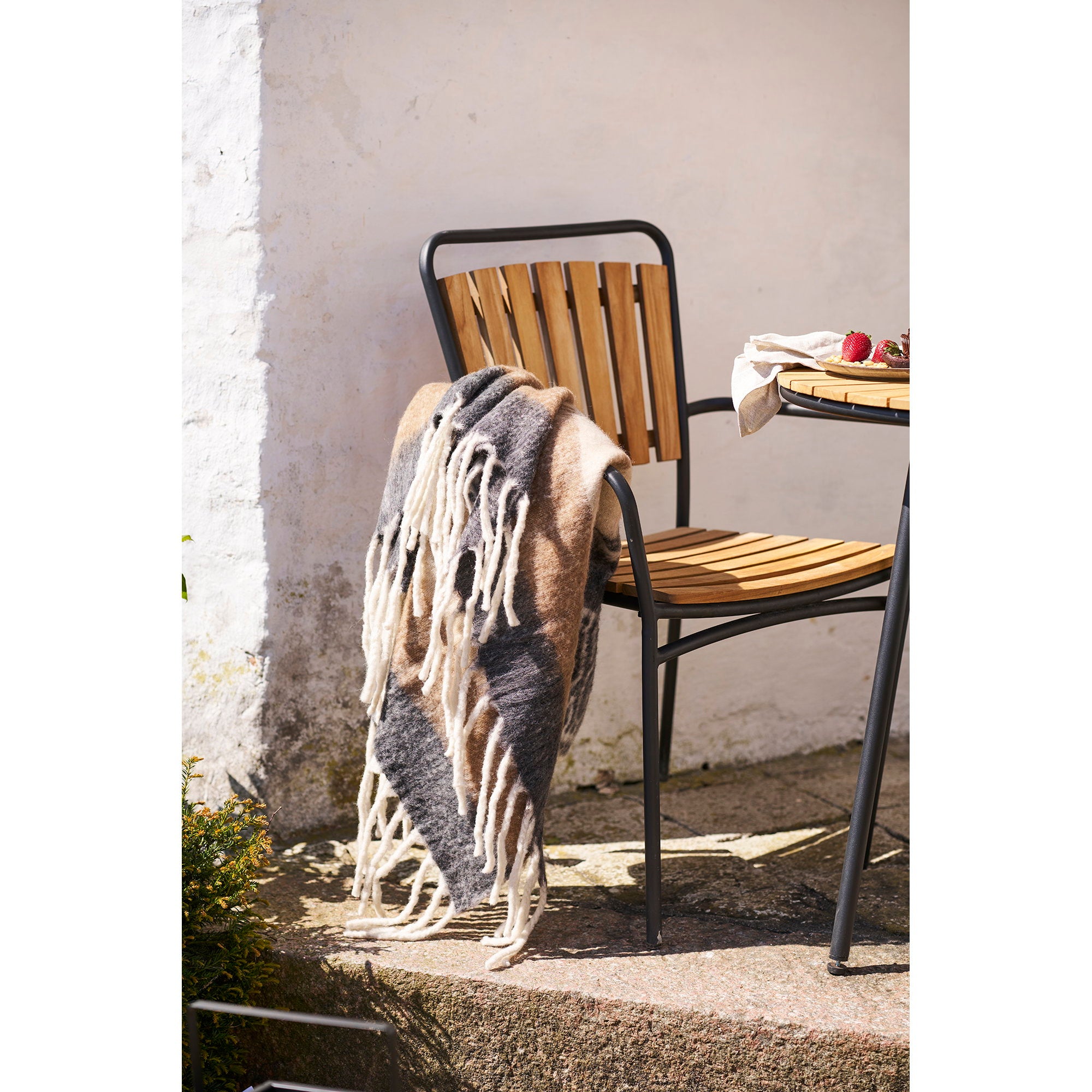 Carmel plaid van wolmix in zwart en bruin 130 x 170 cm