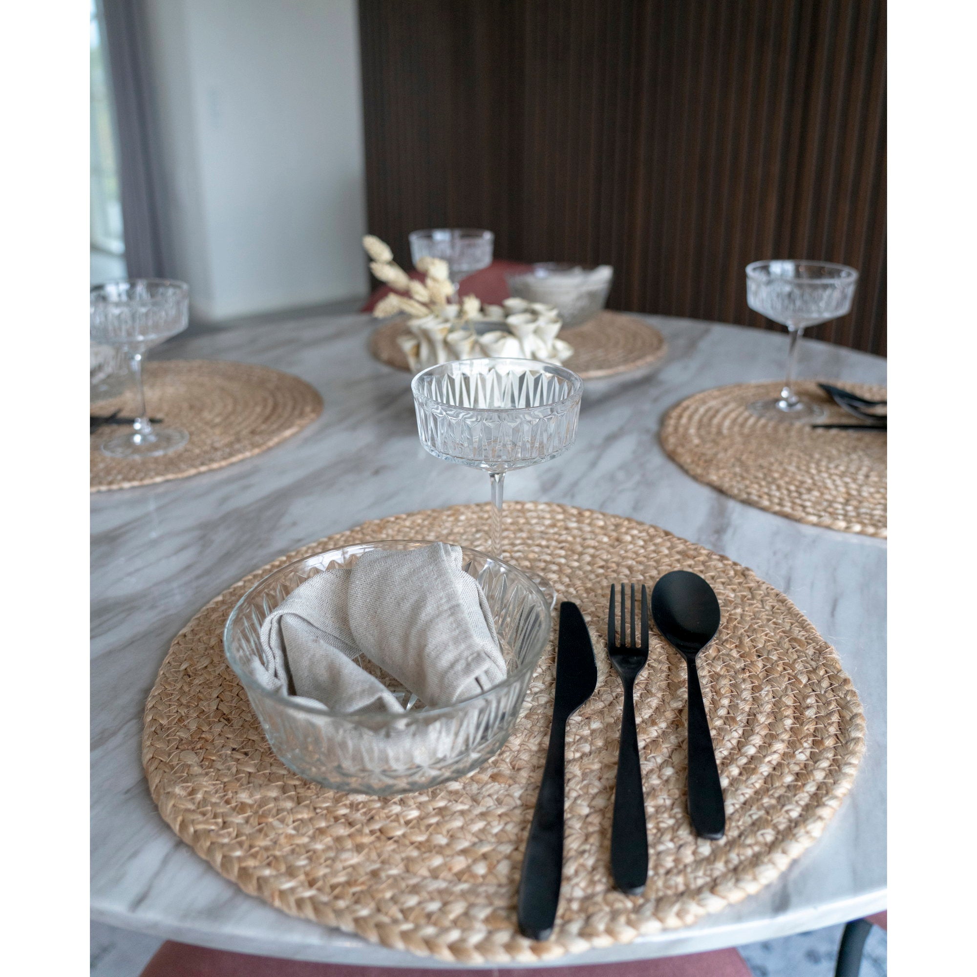 Bombay Placemat, set of 4 - Placemat in braided jute, natural ø38 cm, set of 4