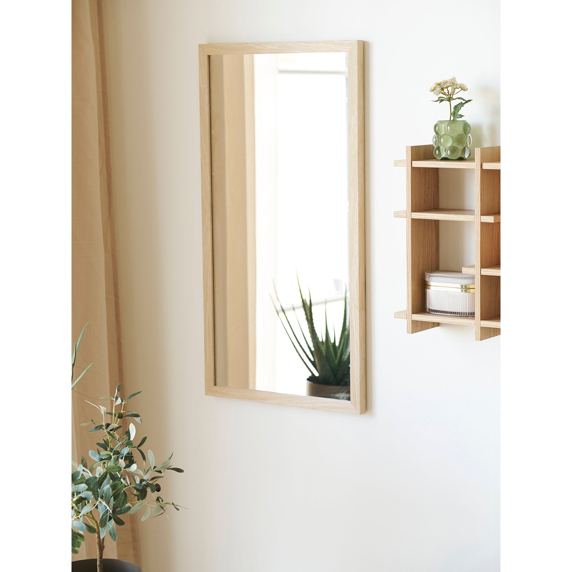 Scottsdale Wandspiegel – Wandspiegel, Holzrahmen, Natur 45x75 cm