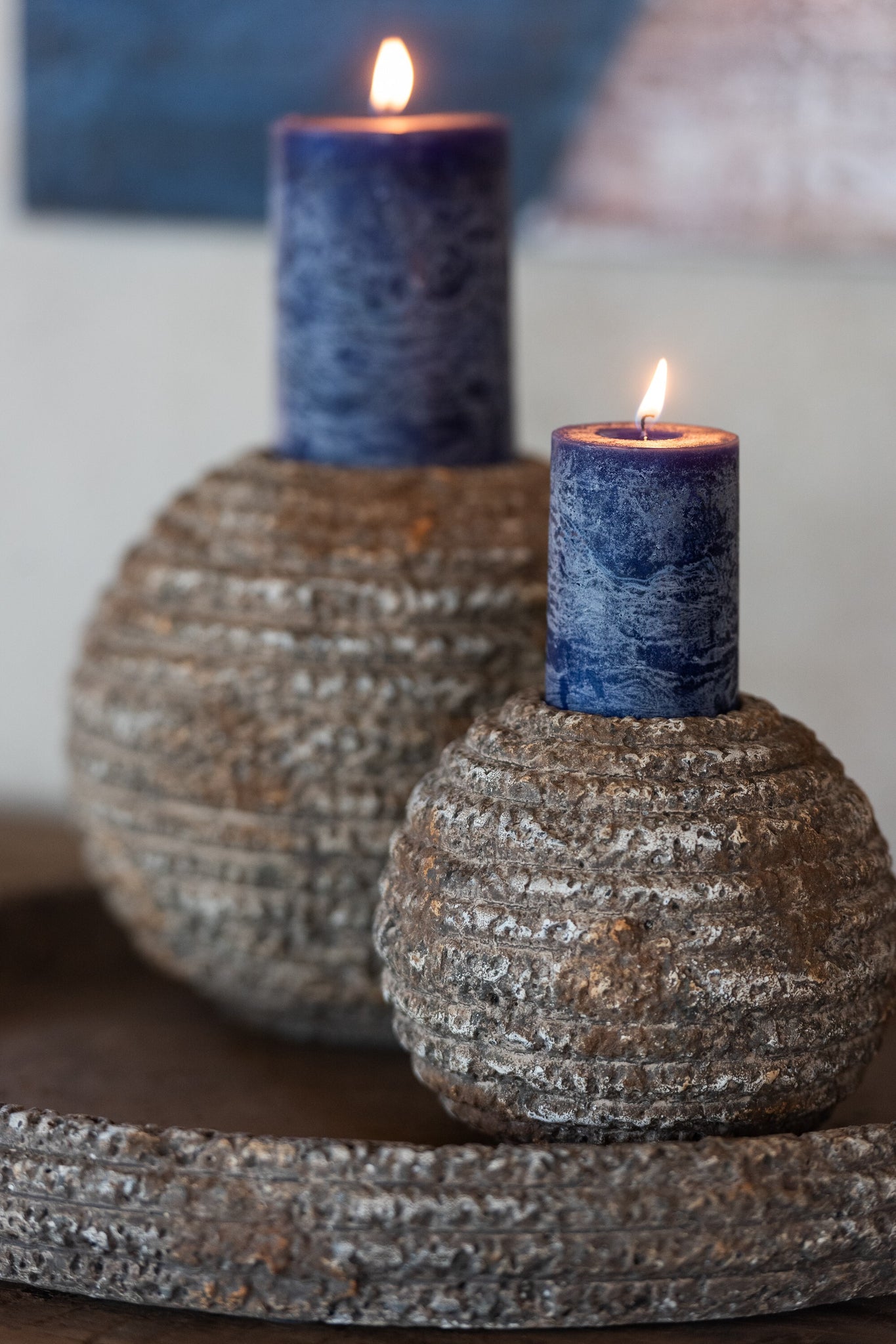 Outdoor Candle Pillar Paraffin Blue Large-45Hours