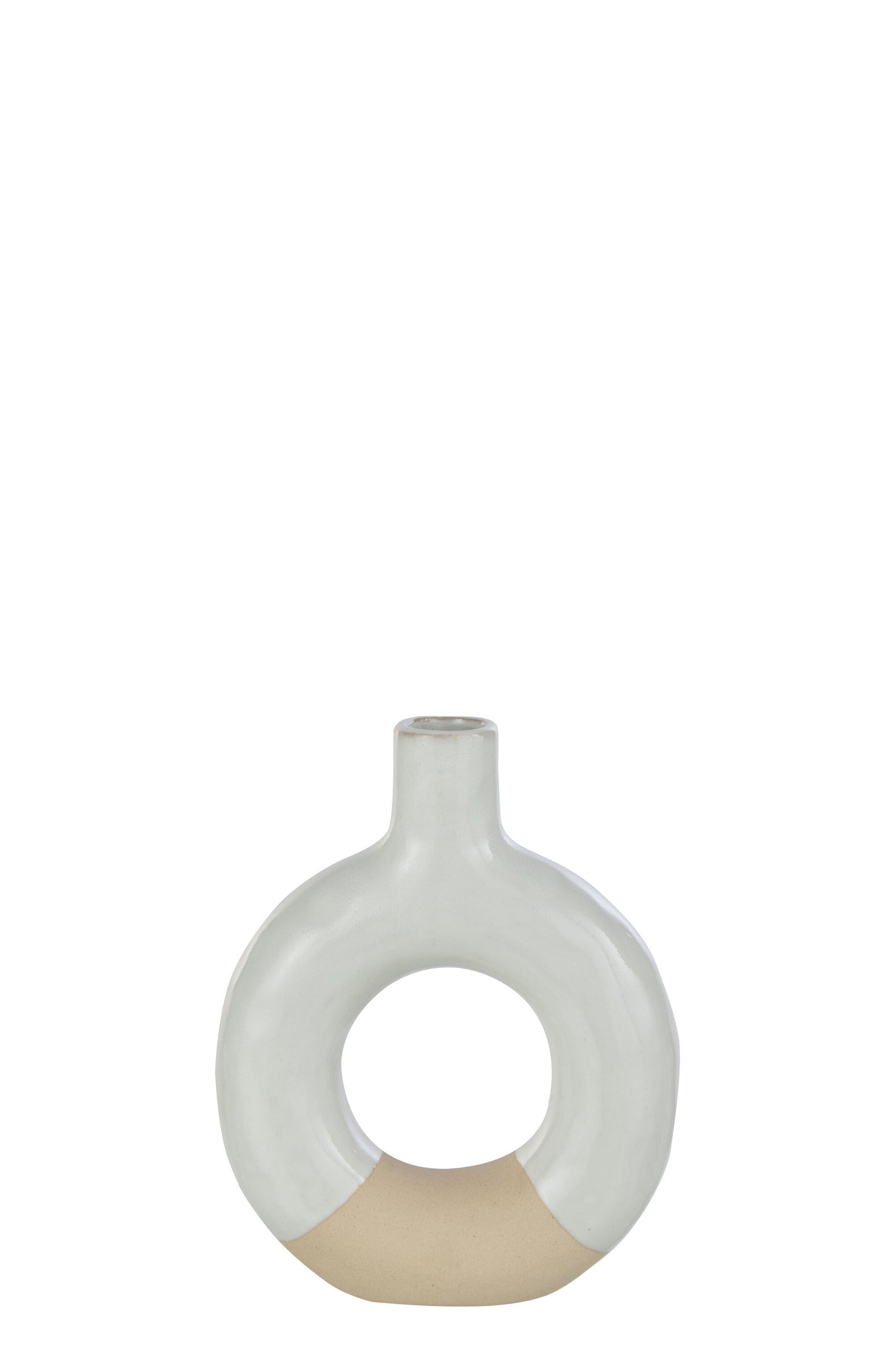 Vase Circle Porcelain White/Beige Small