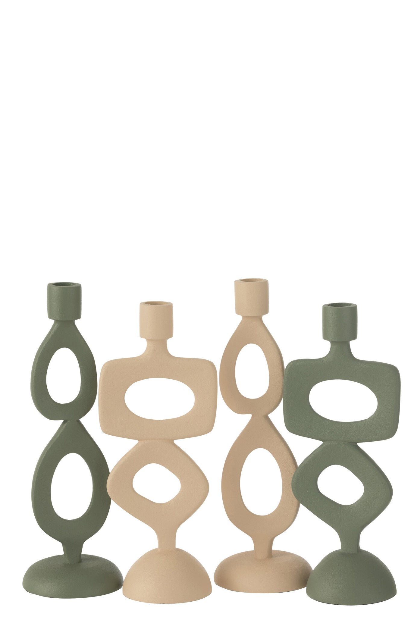 Candle Holder Rings Aluminium Beige Assortment Of 2
