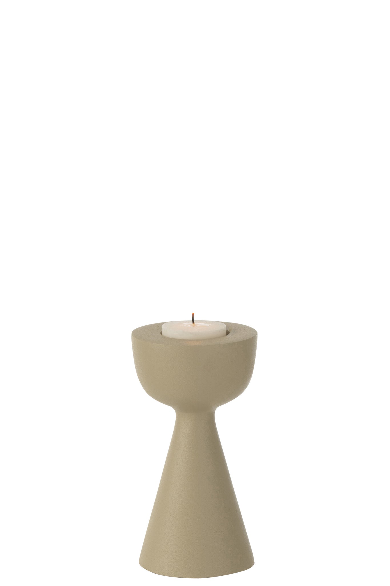 Candle Holder Cone Aluminium Ivory Small