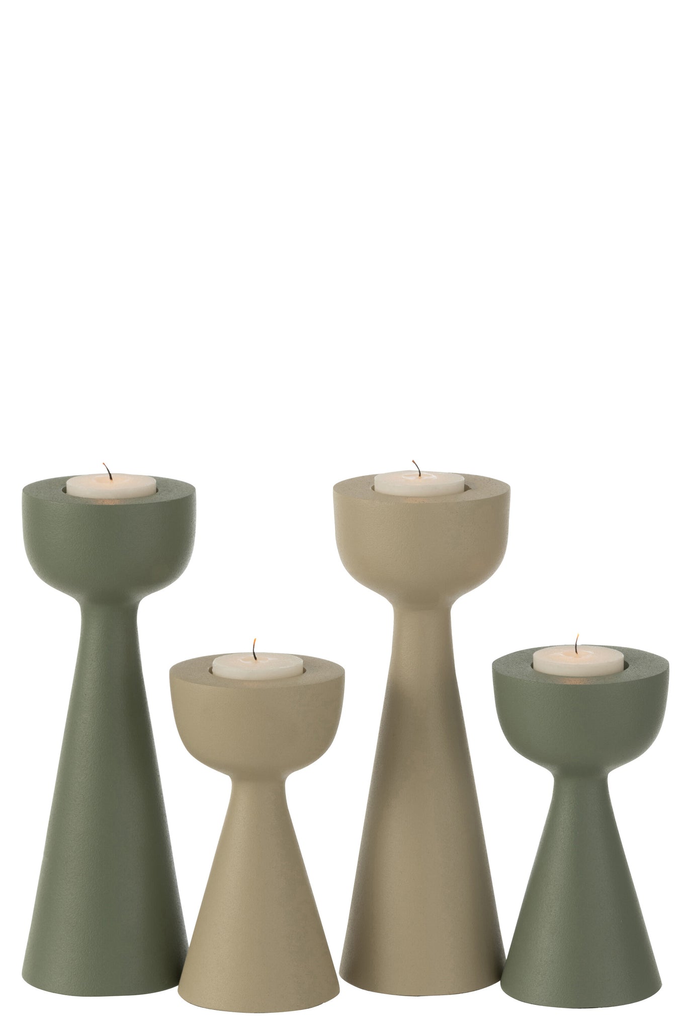Candle Holder Cone Aluminium Ivory Large