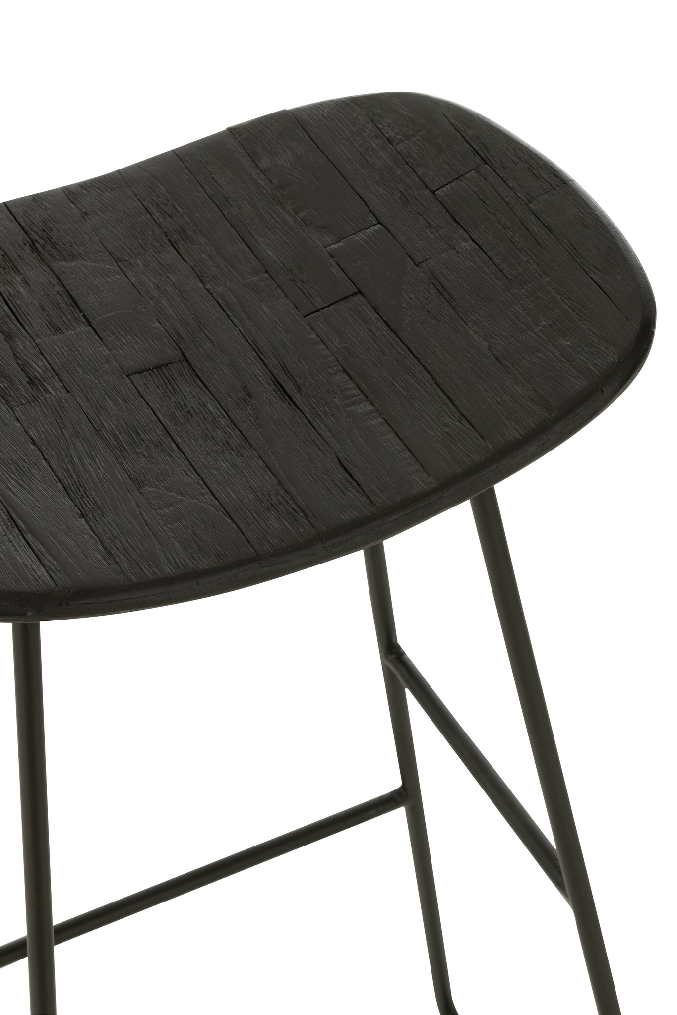 Stool Rectangular Recycle Teak Black Large