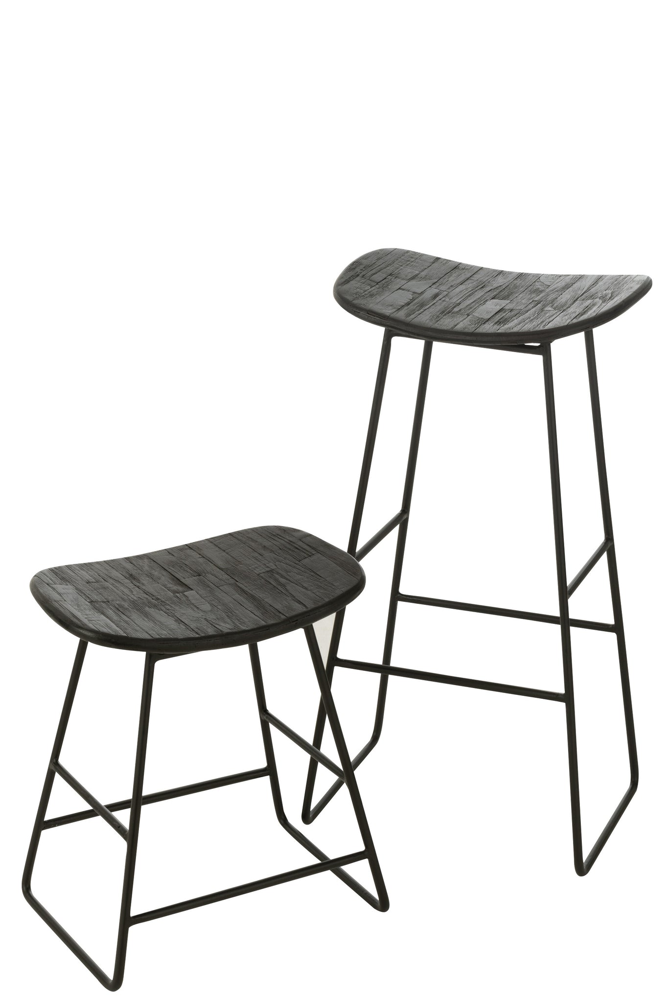 Stool Rectangular Recycle Teak Black Large