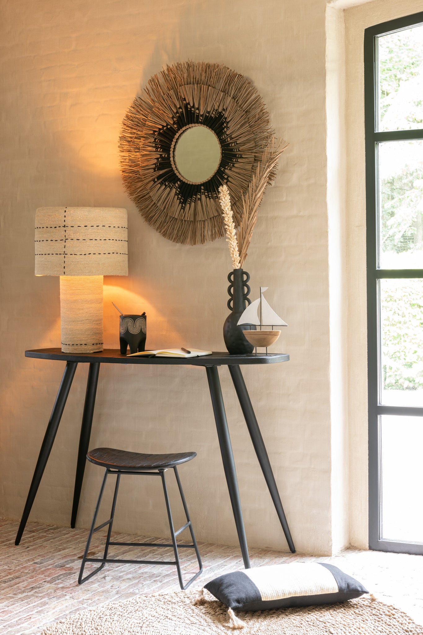 Konsole Oval Recycle Teak Schwarz