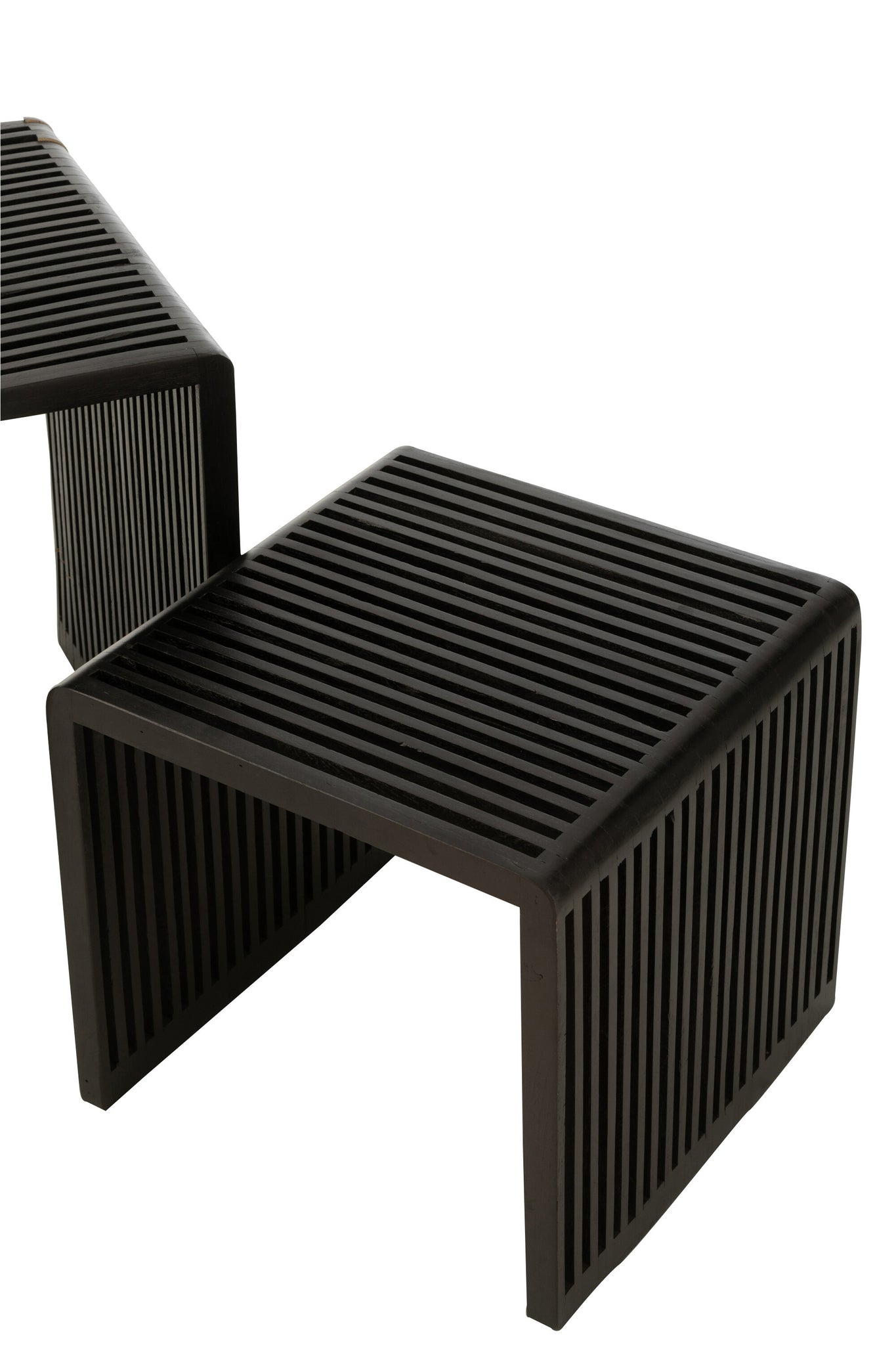 2er-Set Couchtische, kubisch, recyceltes Teakholz, schwarz