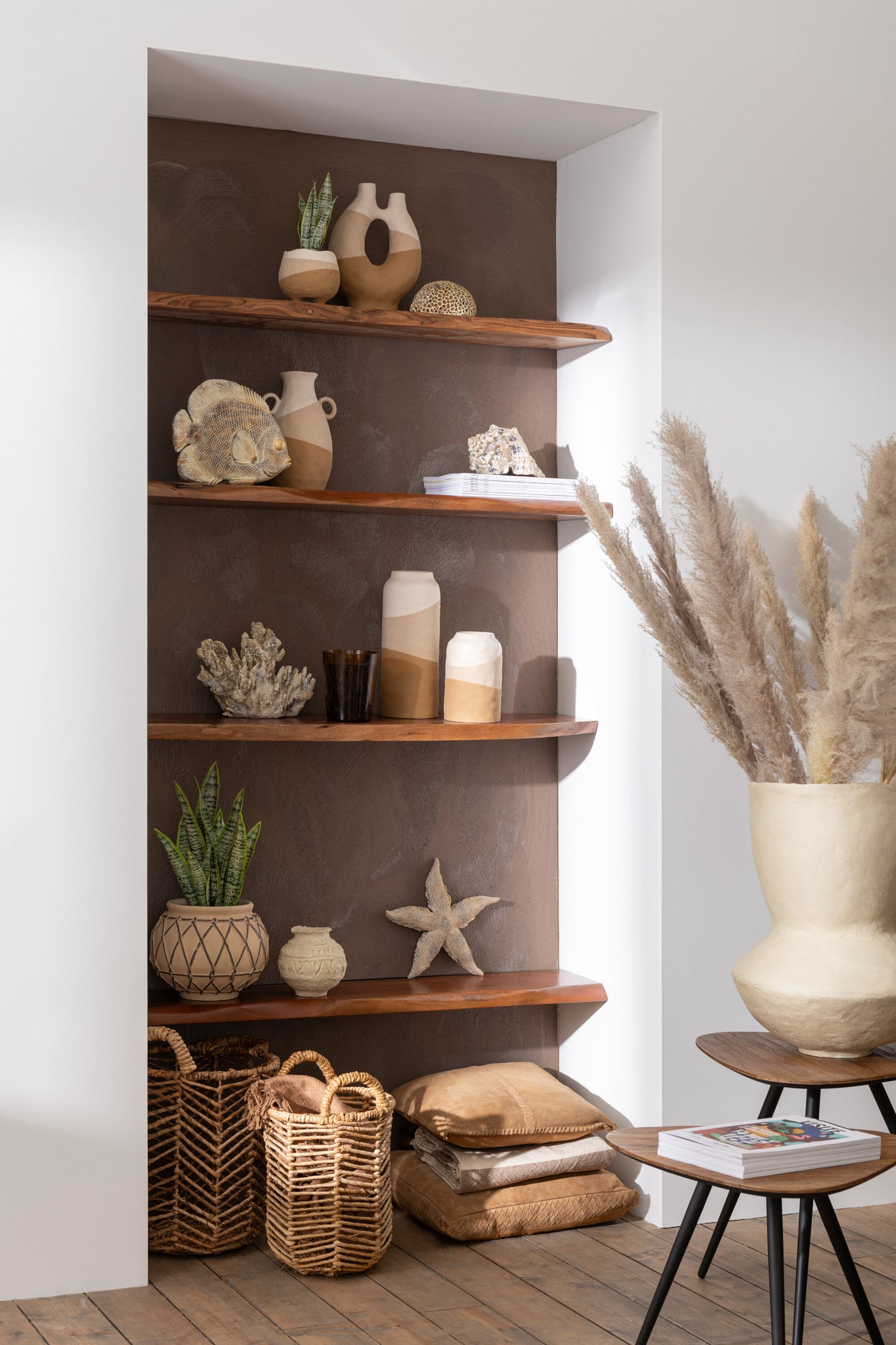 Set Of 2 Tables Triangle Recycle Teak Natural