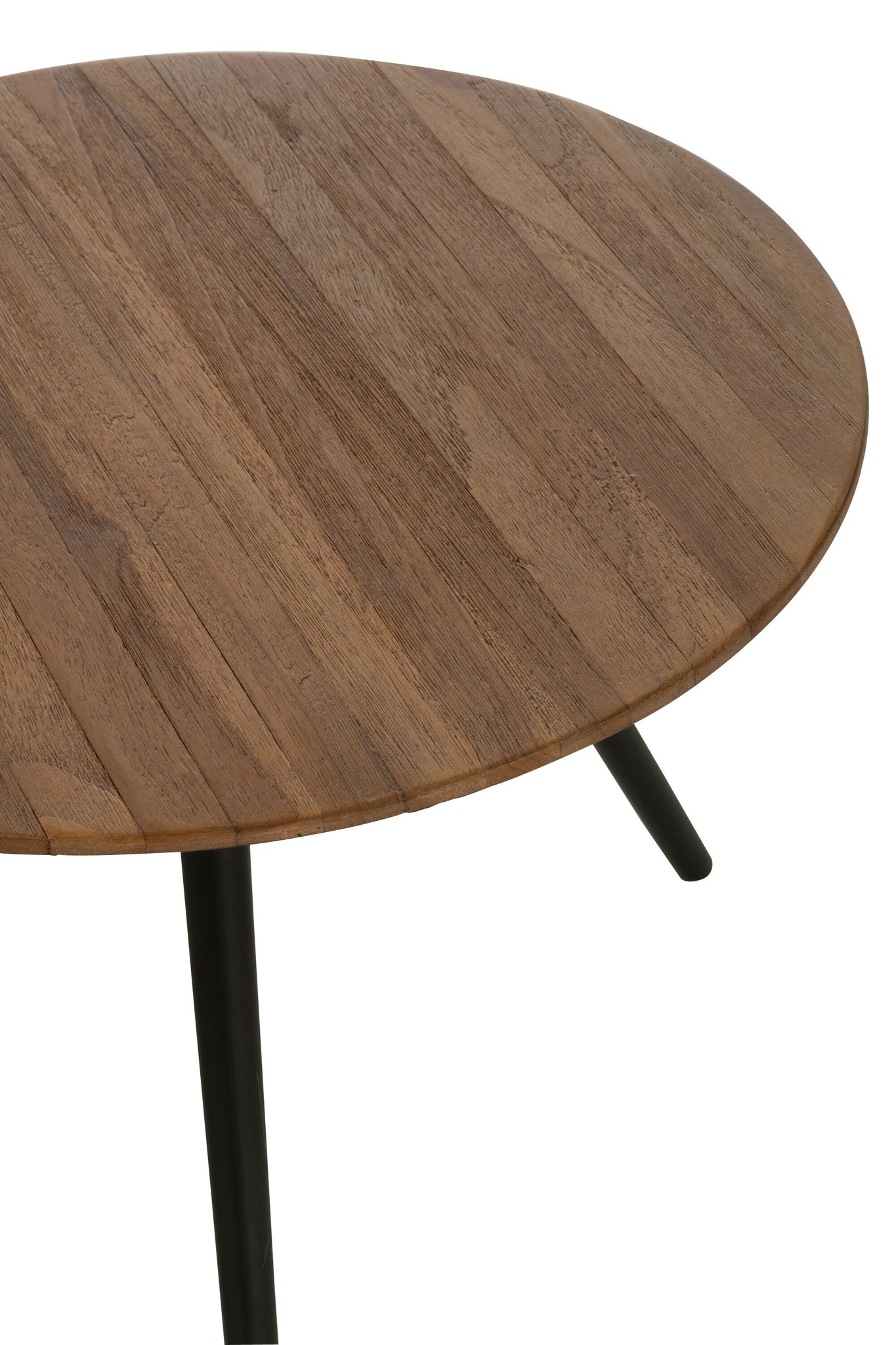 Set Of 4 Tables Round Recycle Teak Natural