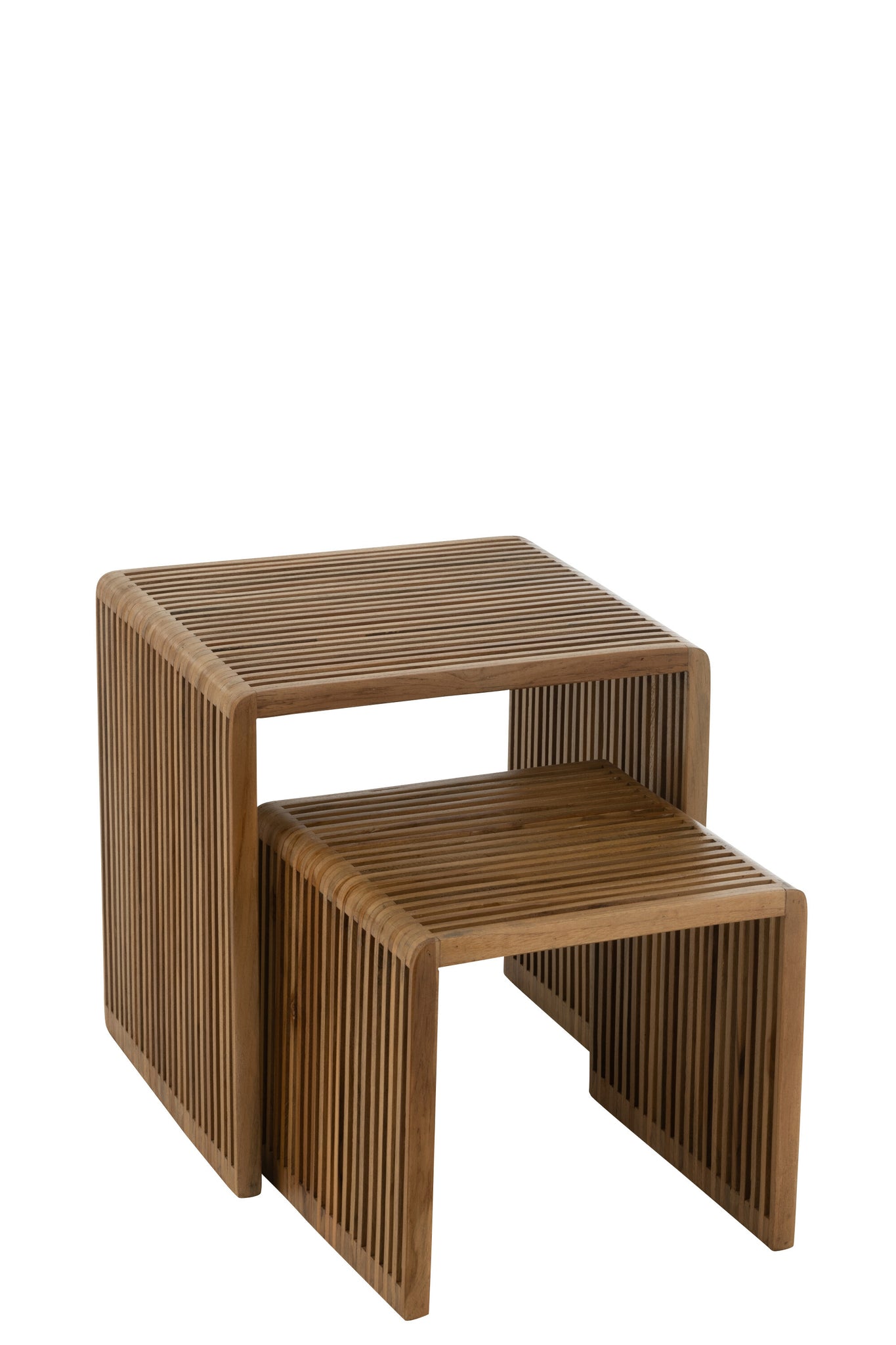 2er-Set Couchtische, kubisch, recyceltes Teakholz, natur