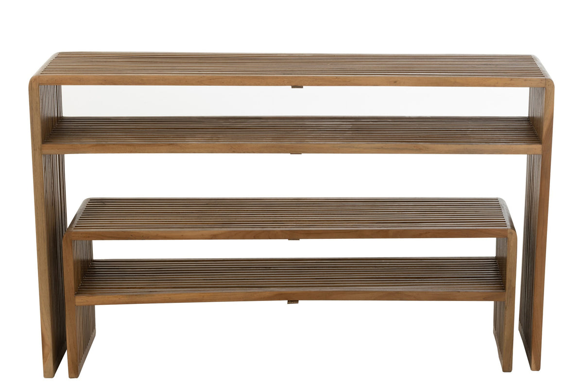 Set di 2 console con ripiano in teak riciclato naturale