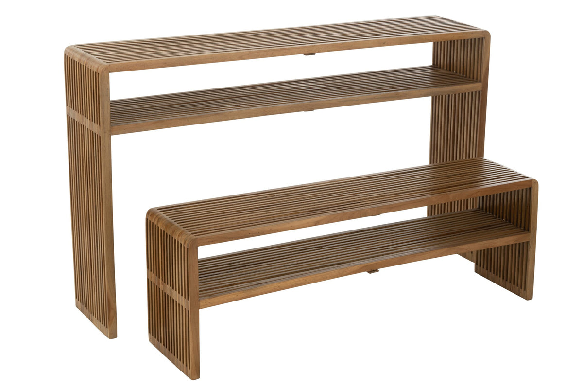 Set di 2 console con ripiano in teak riciclato naturale