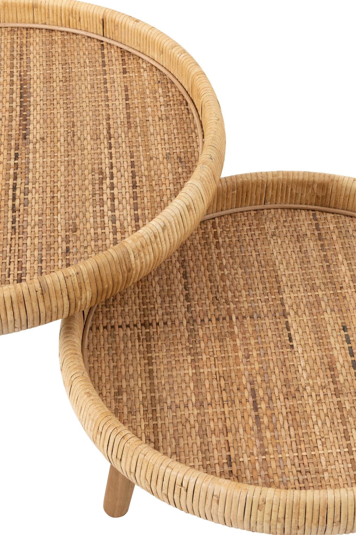 Set Of 2 Side Tables Lurne Rattan/Fir Wood Natural