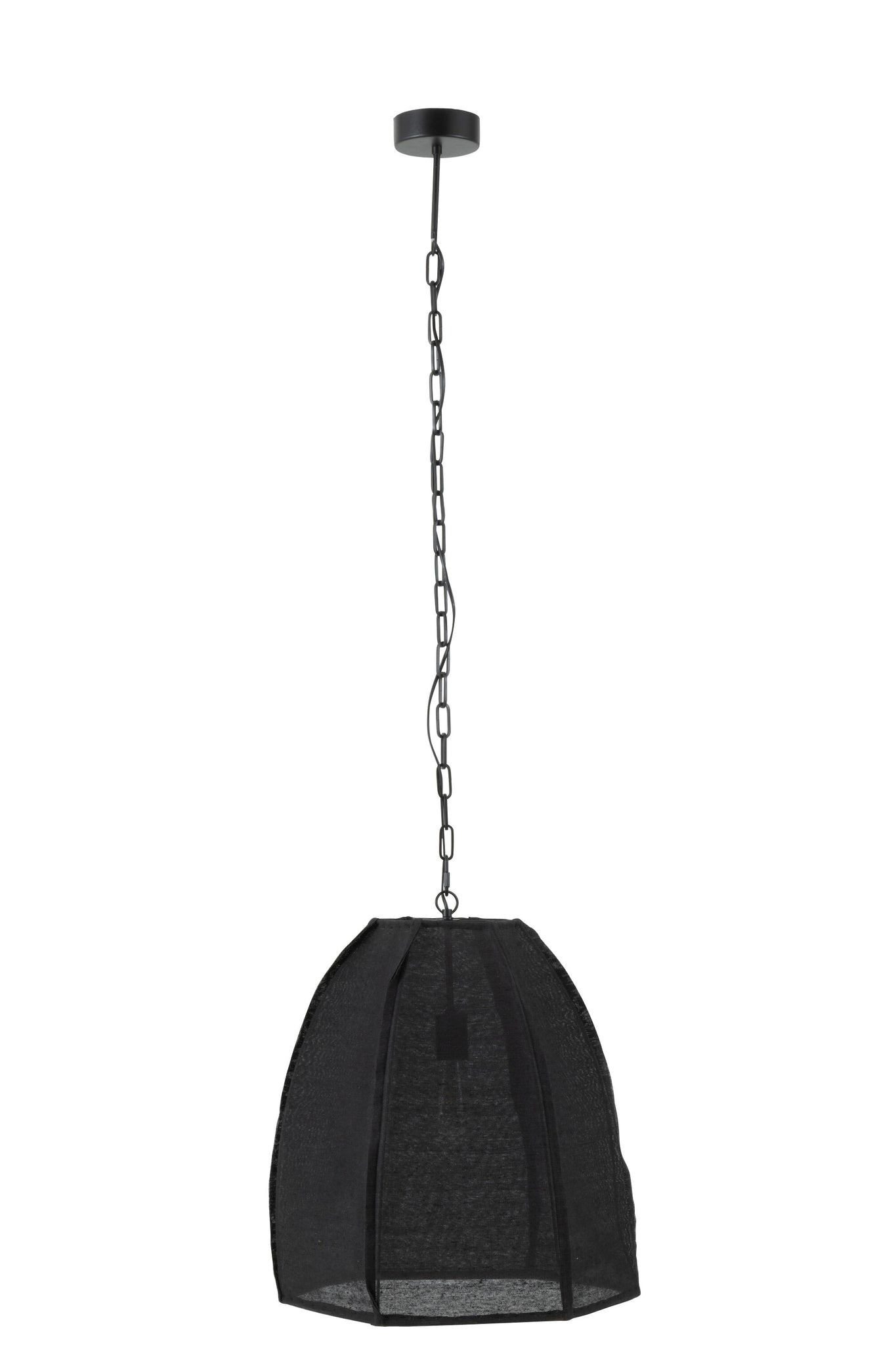 Ceiling Lamp Pear Linen/Iron Black Small