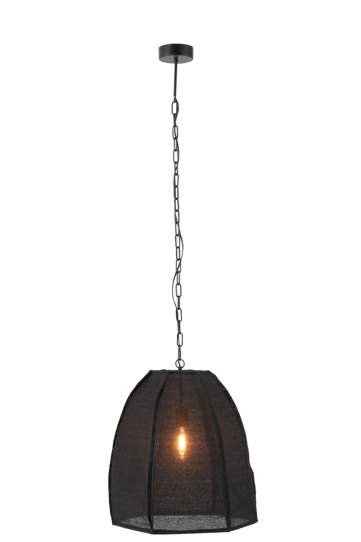 Ceiling Lamp Pear Linen/Iron Black Small