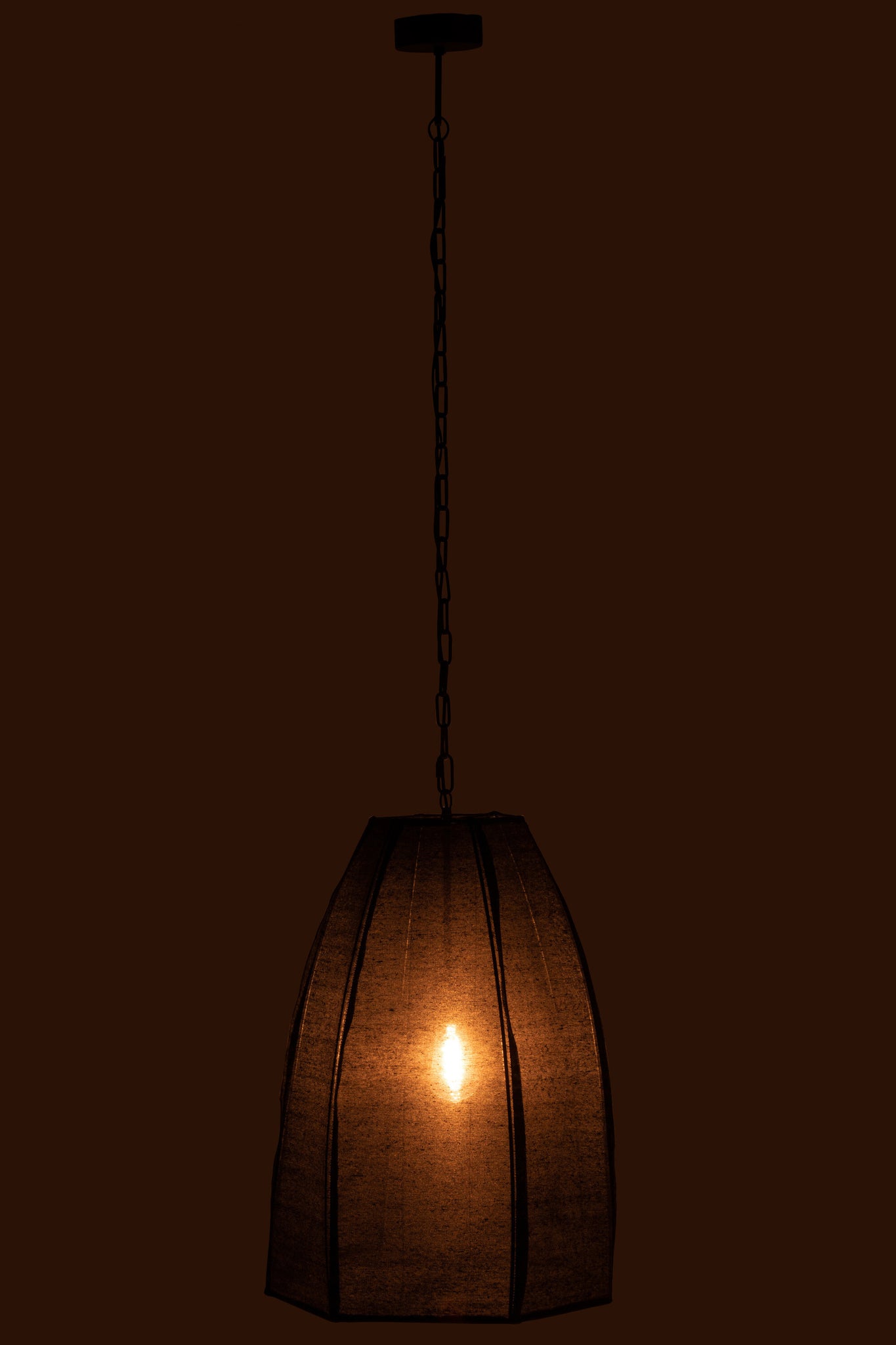 Ceiling Lamp Pear Linen/Iron Black Large