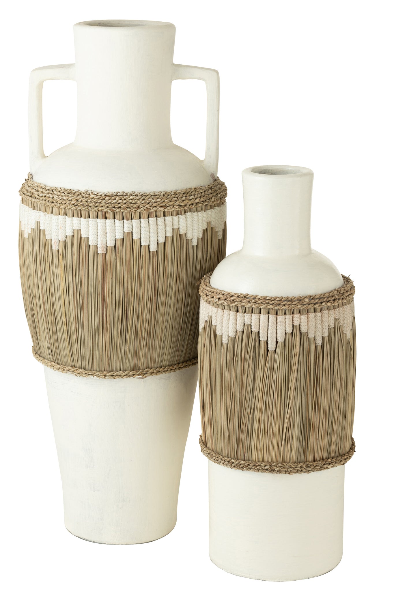 Vase Pattern+Handles Terracota/Seagrass White/Natural