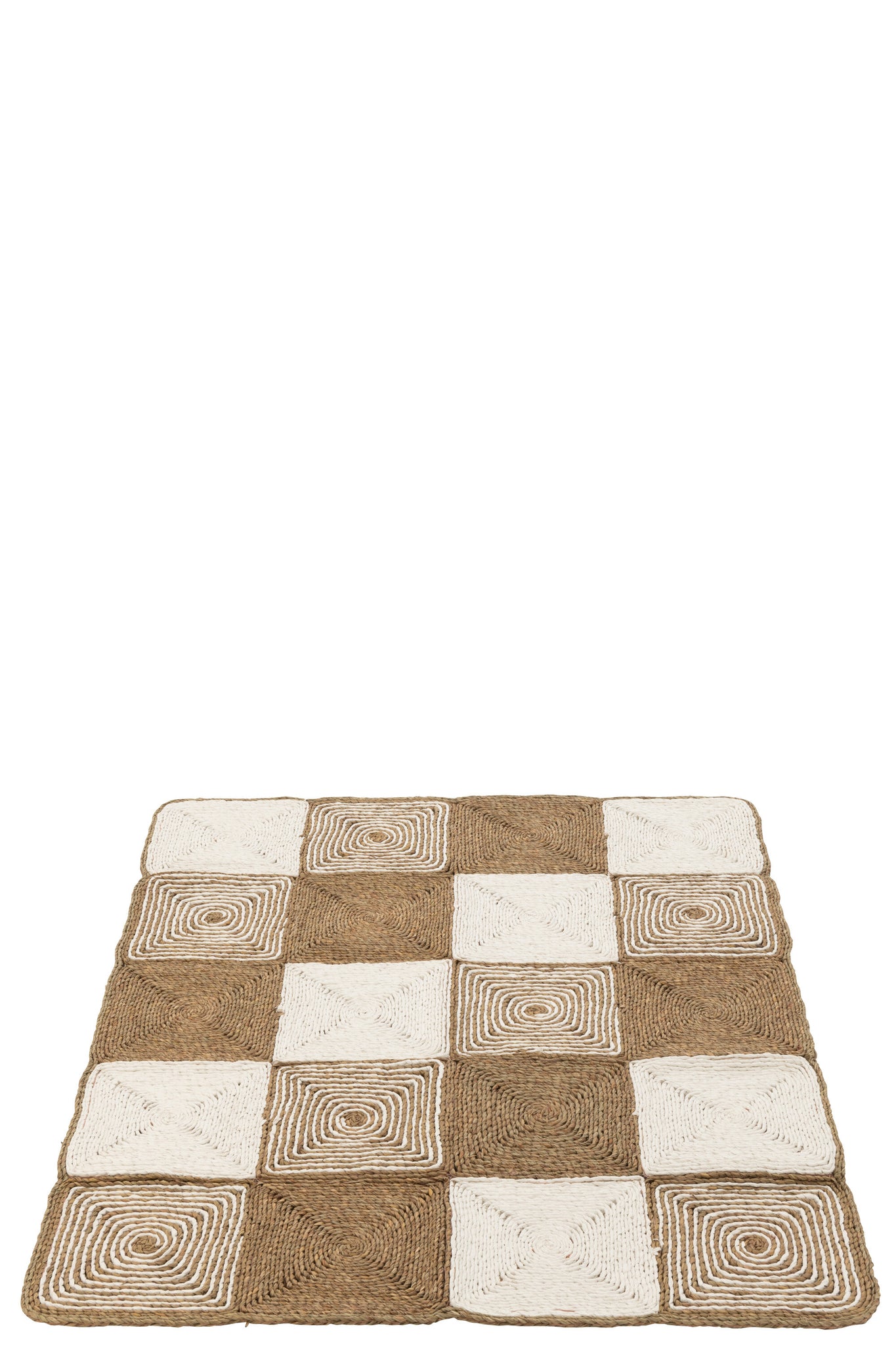 Teppichquadrate/Spiralen, gewebte Seile, Kunststoff, Weiß/Natur