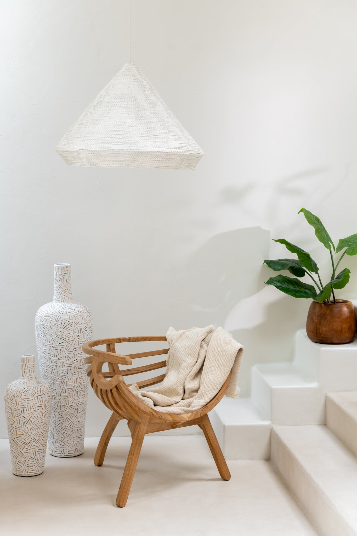 Plaid Fringes Cotton Muslin Light Beige