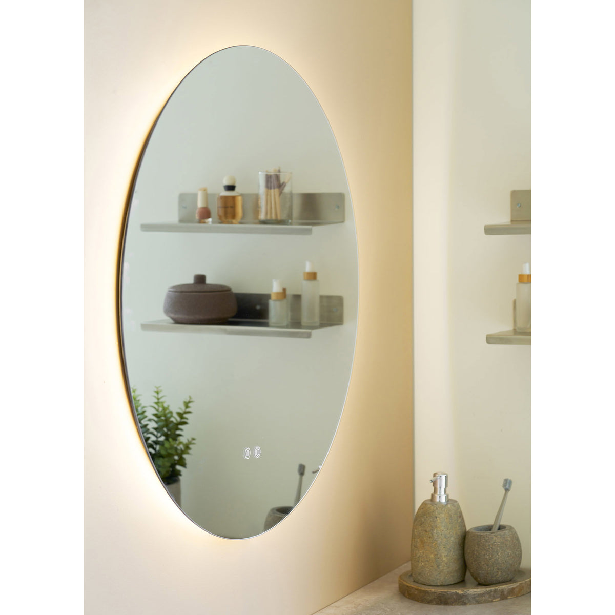 Spiegel Kiama – glas met LED, anti-condens, ø80 cm