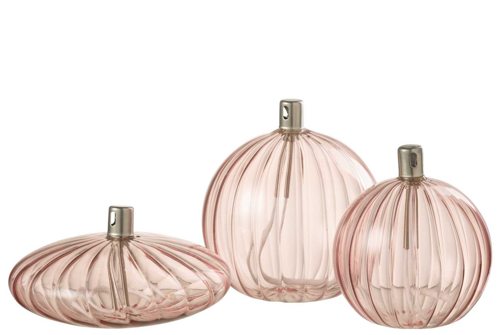 Oil Lamp Ribbed Glass Rose Large