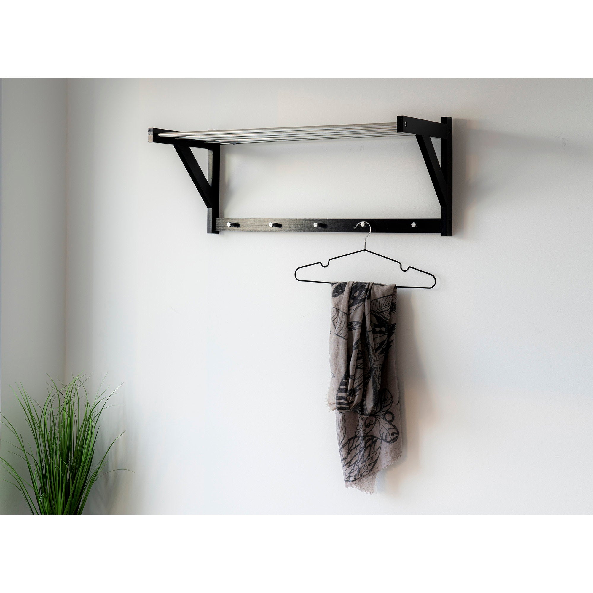 Padova Hat Shelf - Hat shelf, wood/steel, black 78x32 cm