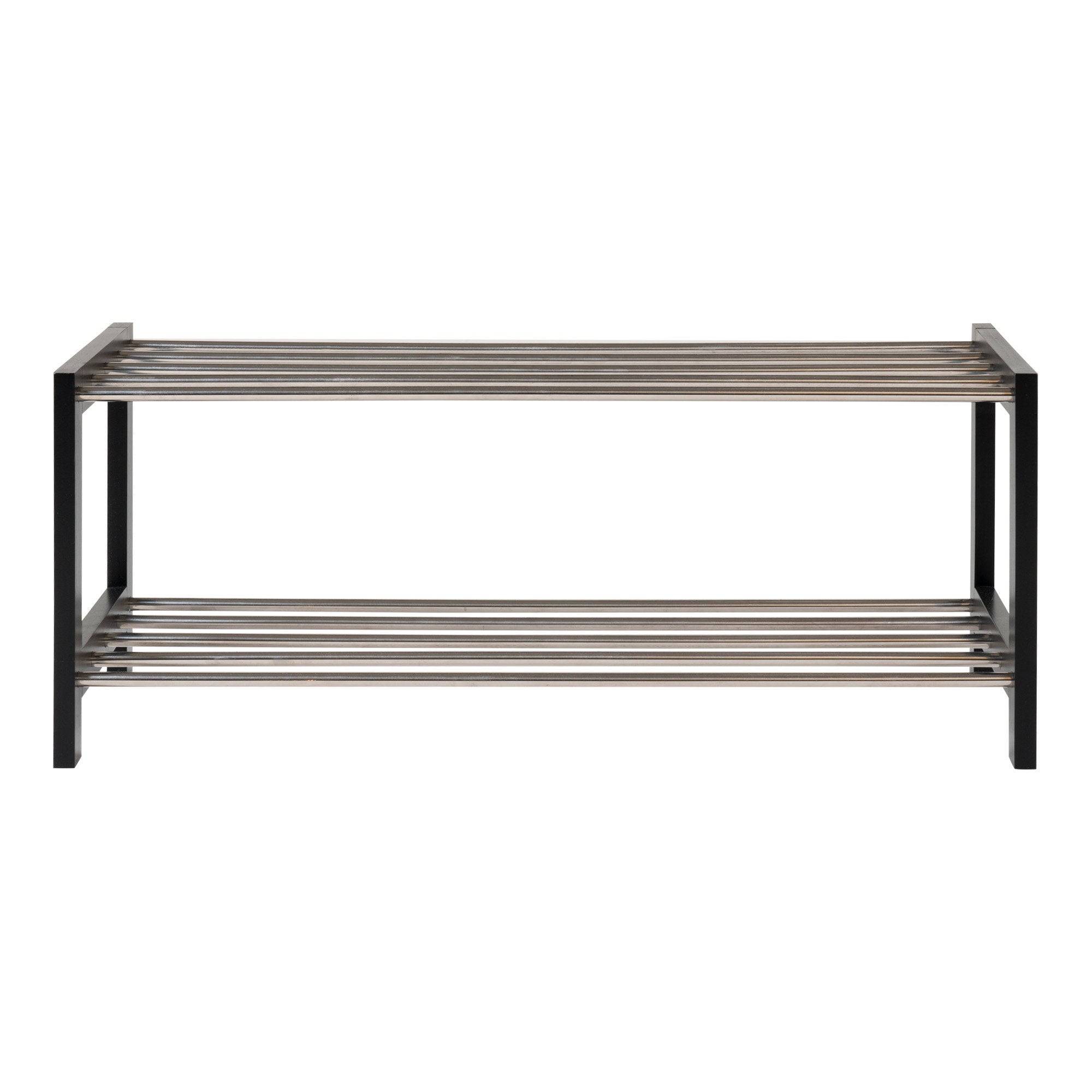 Padova Shoe Rack - Shoe rack, wood/steel, 2 shelves, black 78x34 cm