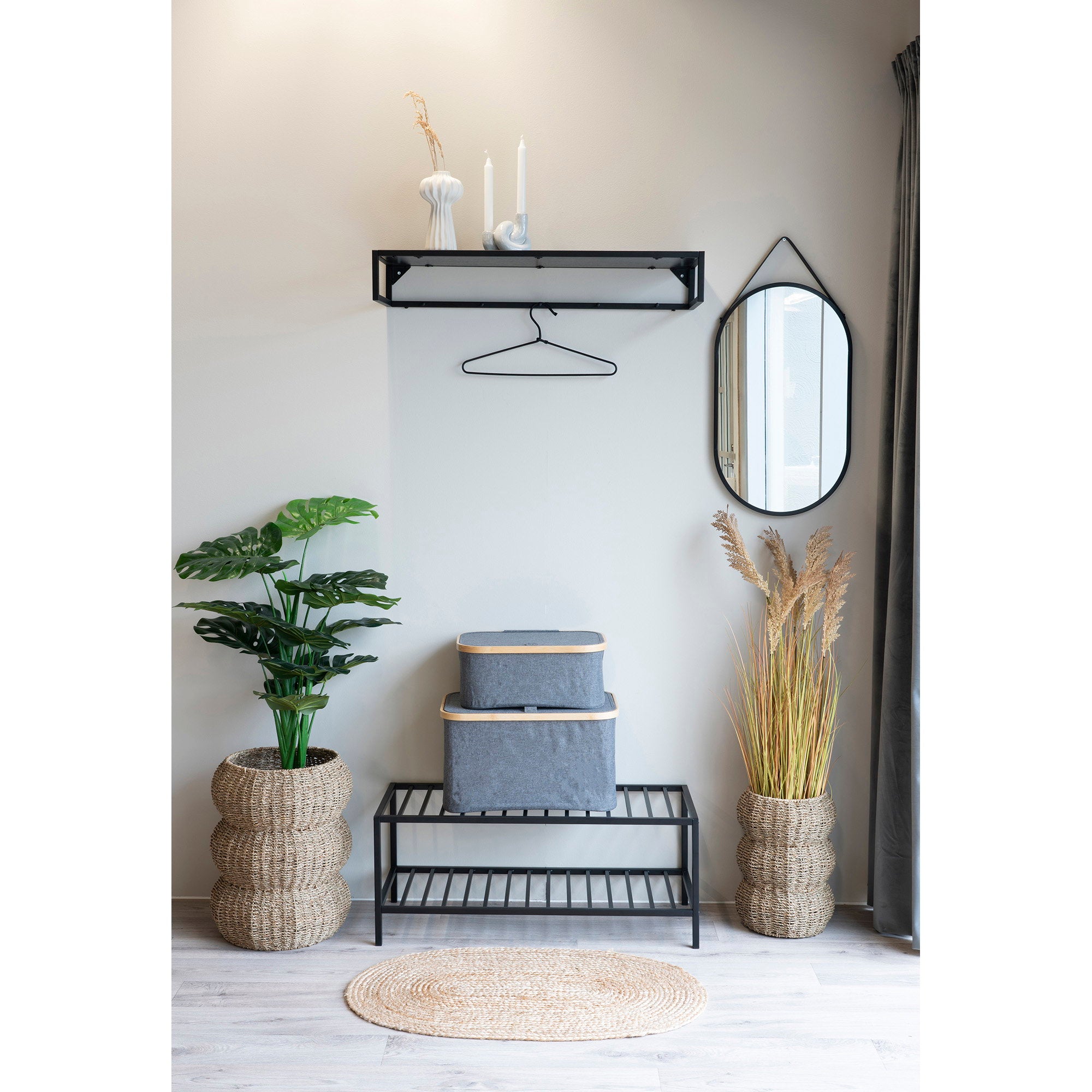 Vita Shoe rack - Shoe Rack, 2 shelves, black steel frame 79x34 cm