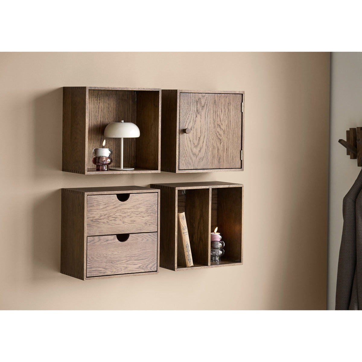 Wandrek Townsville met lades – eikenhout, donkerbruin, 18x30x30 cm