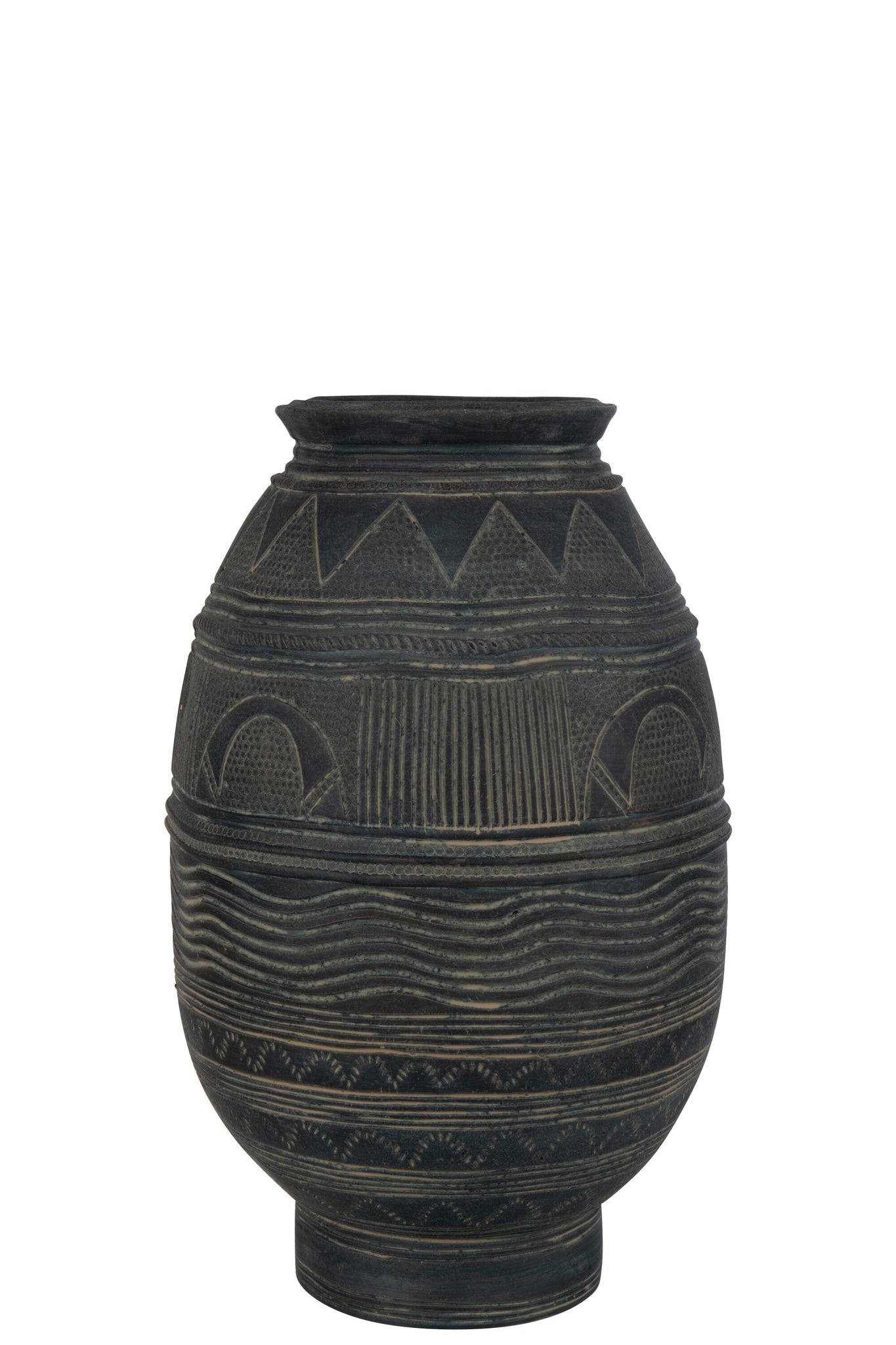 Vase Jug Circle Cement Black/Brown Small