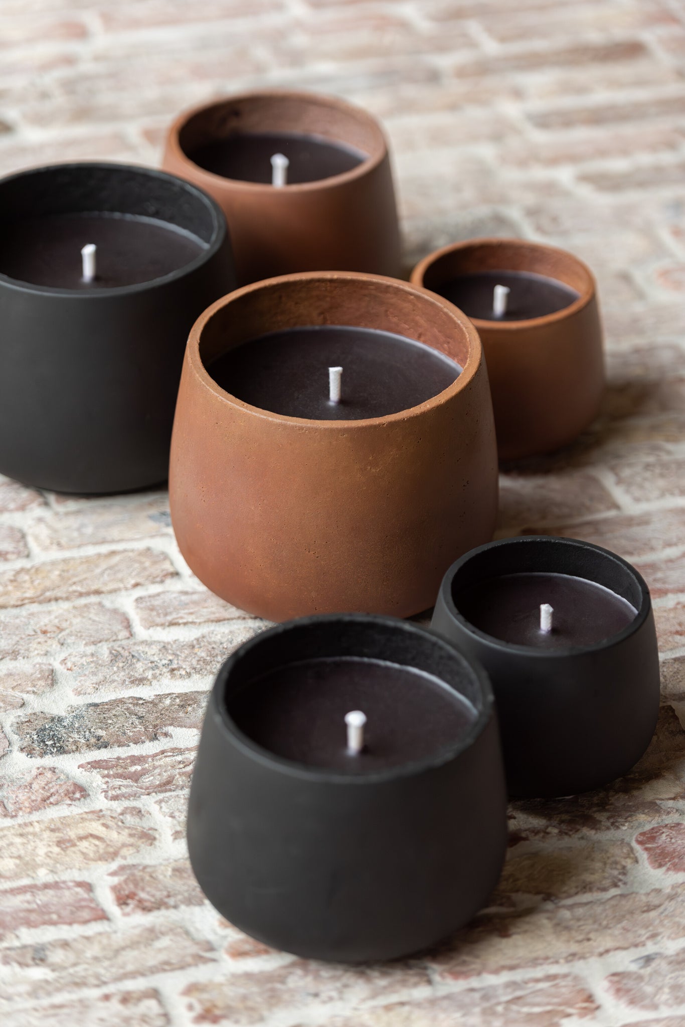 Outdoor Candle Cement Brown Large