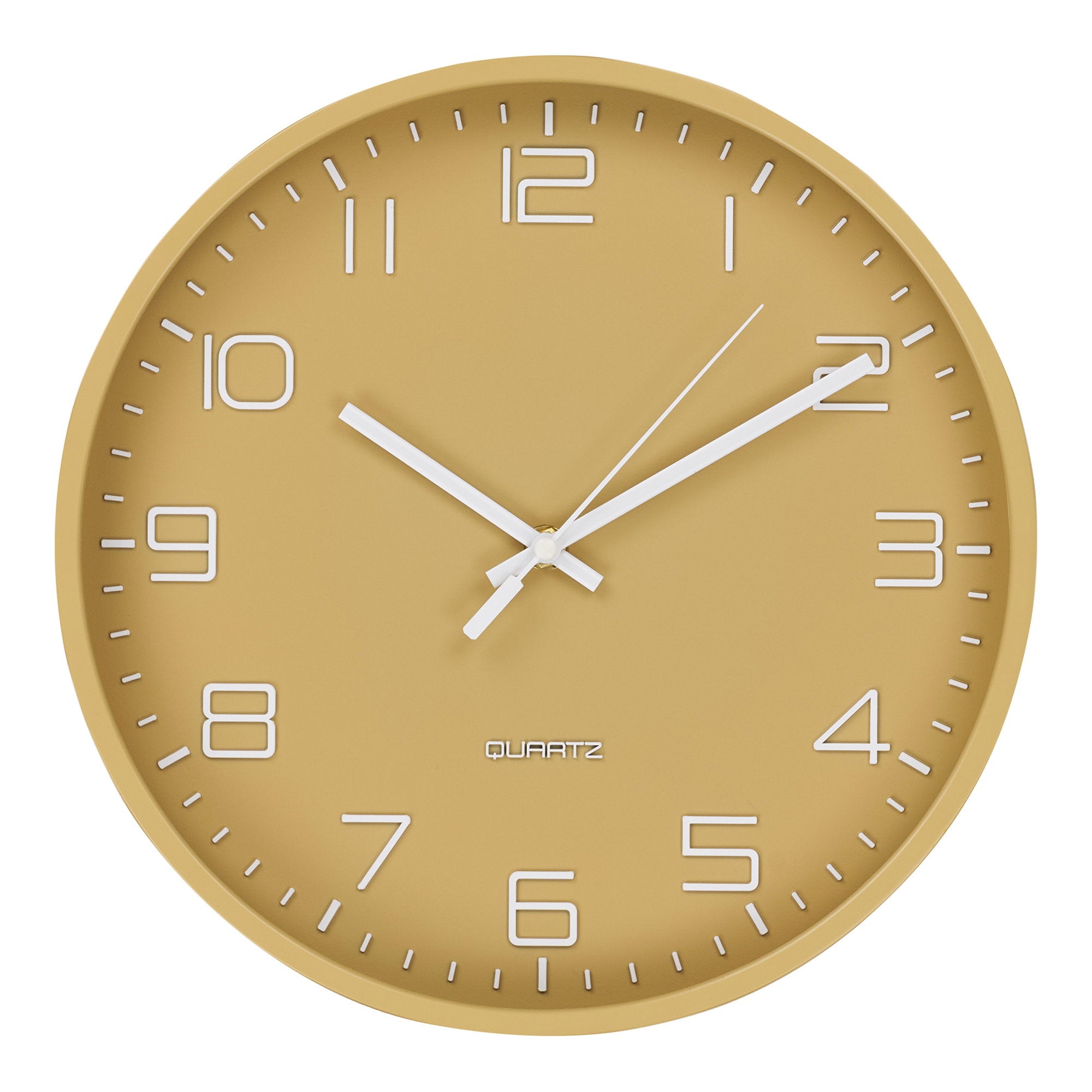 Rosolini Wanduhr - Wanduhr, ockerfarben, geräuschloses Uhrwerk ø30 cm