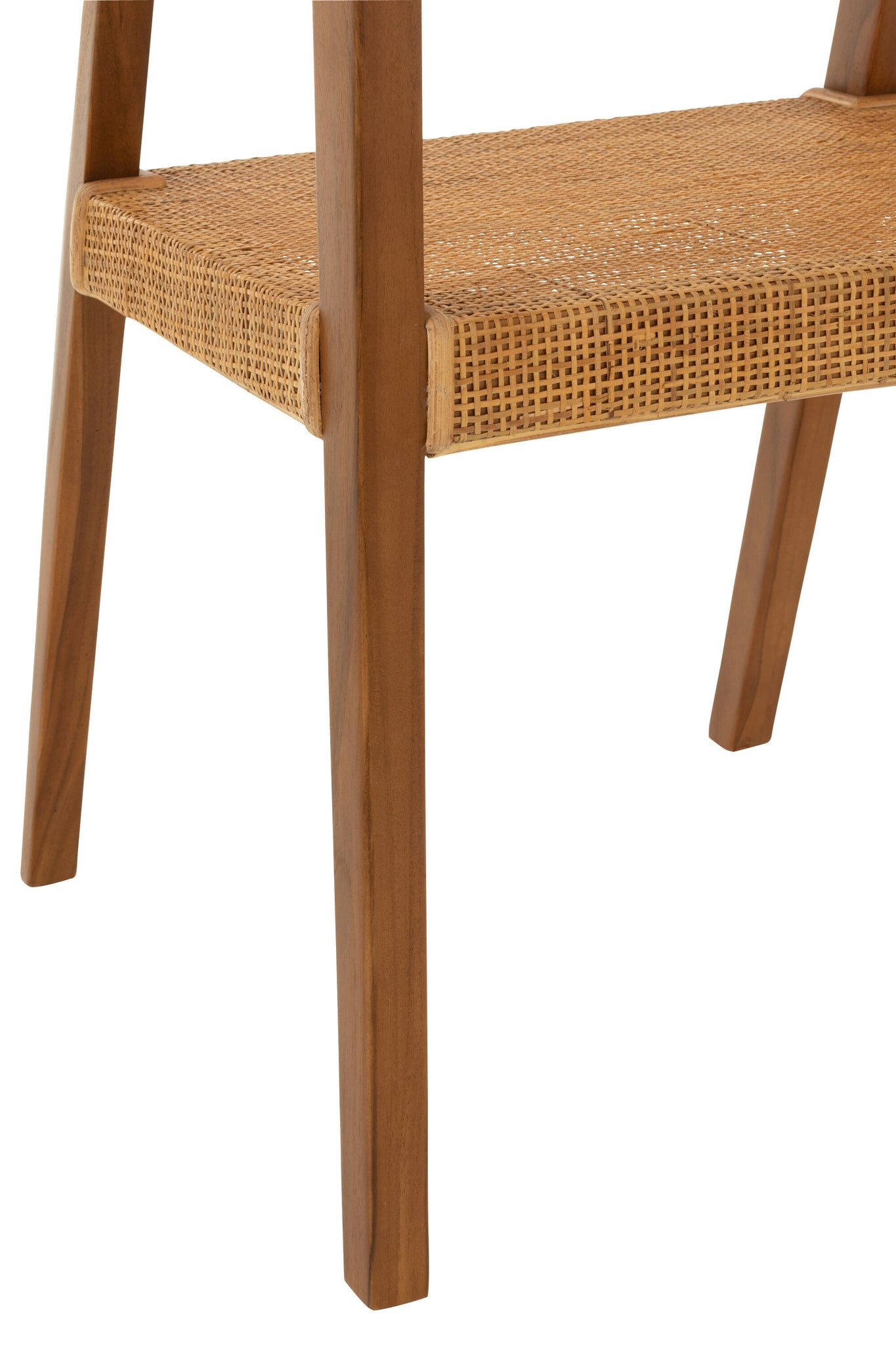 Dining Chair Square Open Webbing Teak Wood Brown