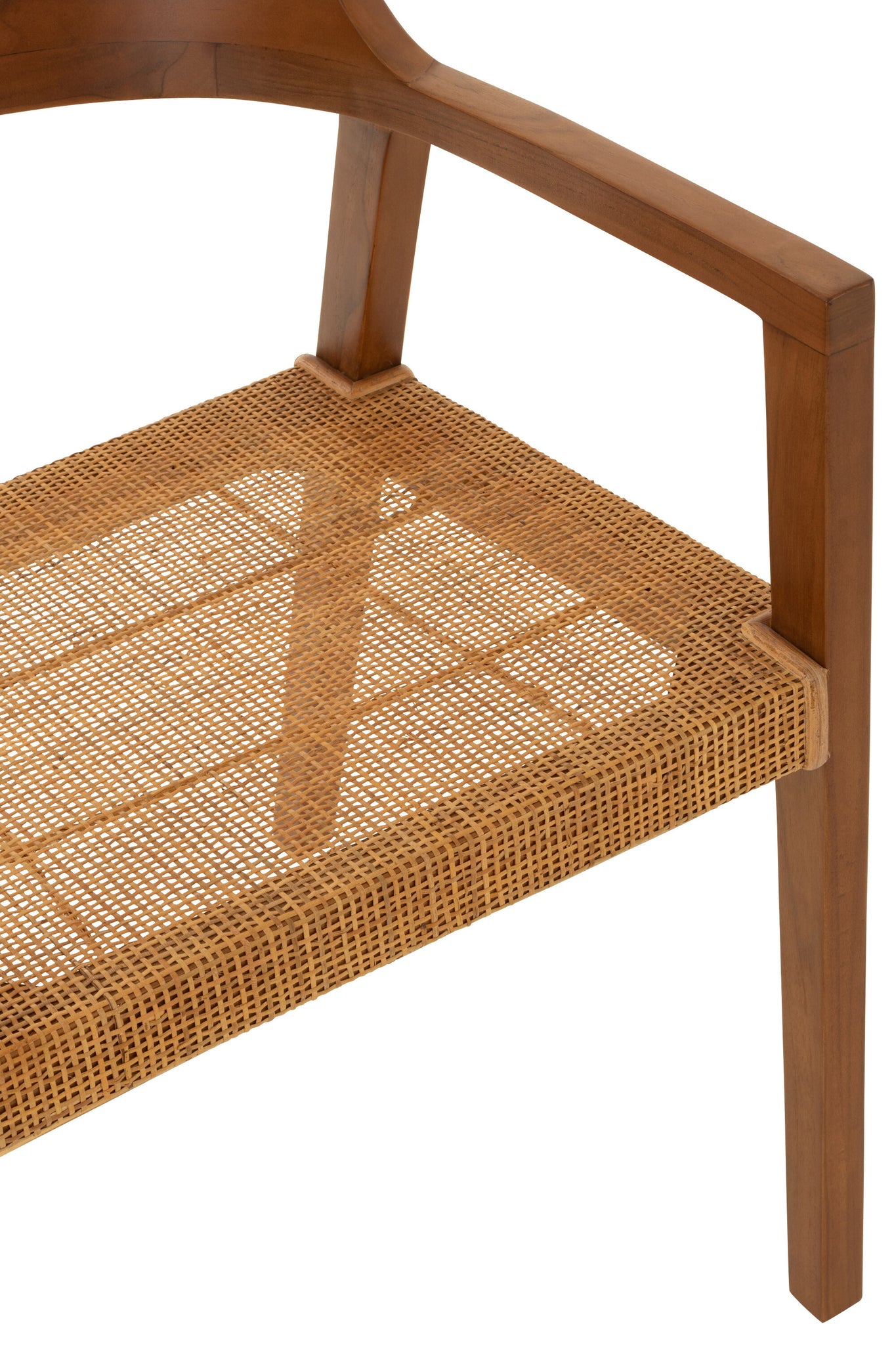 Dining Chair Square Open Webbing Teak Wood Brown