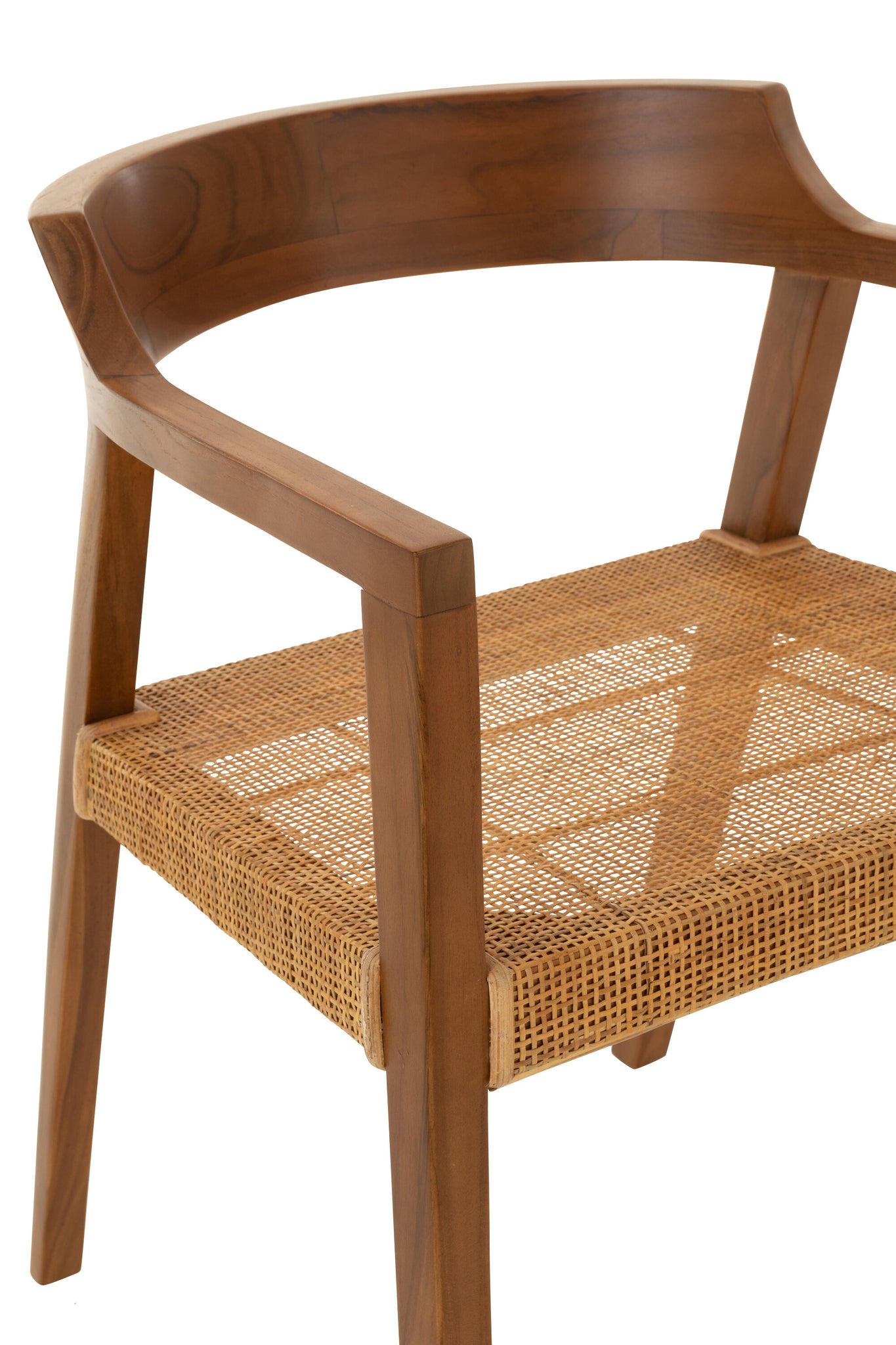 Dining Chair Square Open Webbing Teak Wood Brown