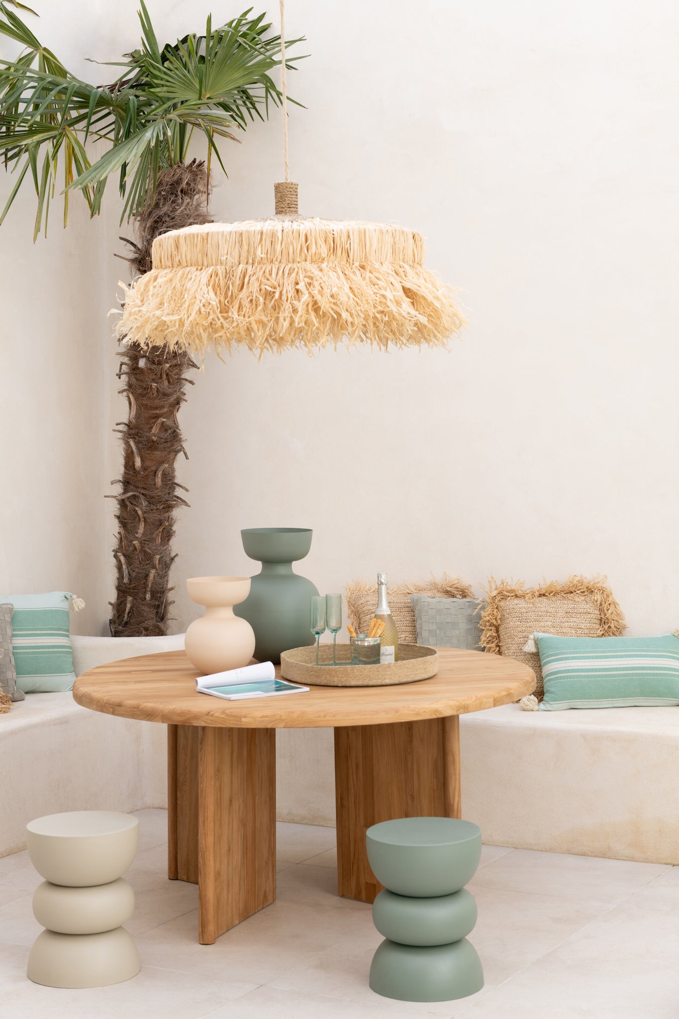 Table Round Teak Wood Natural